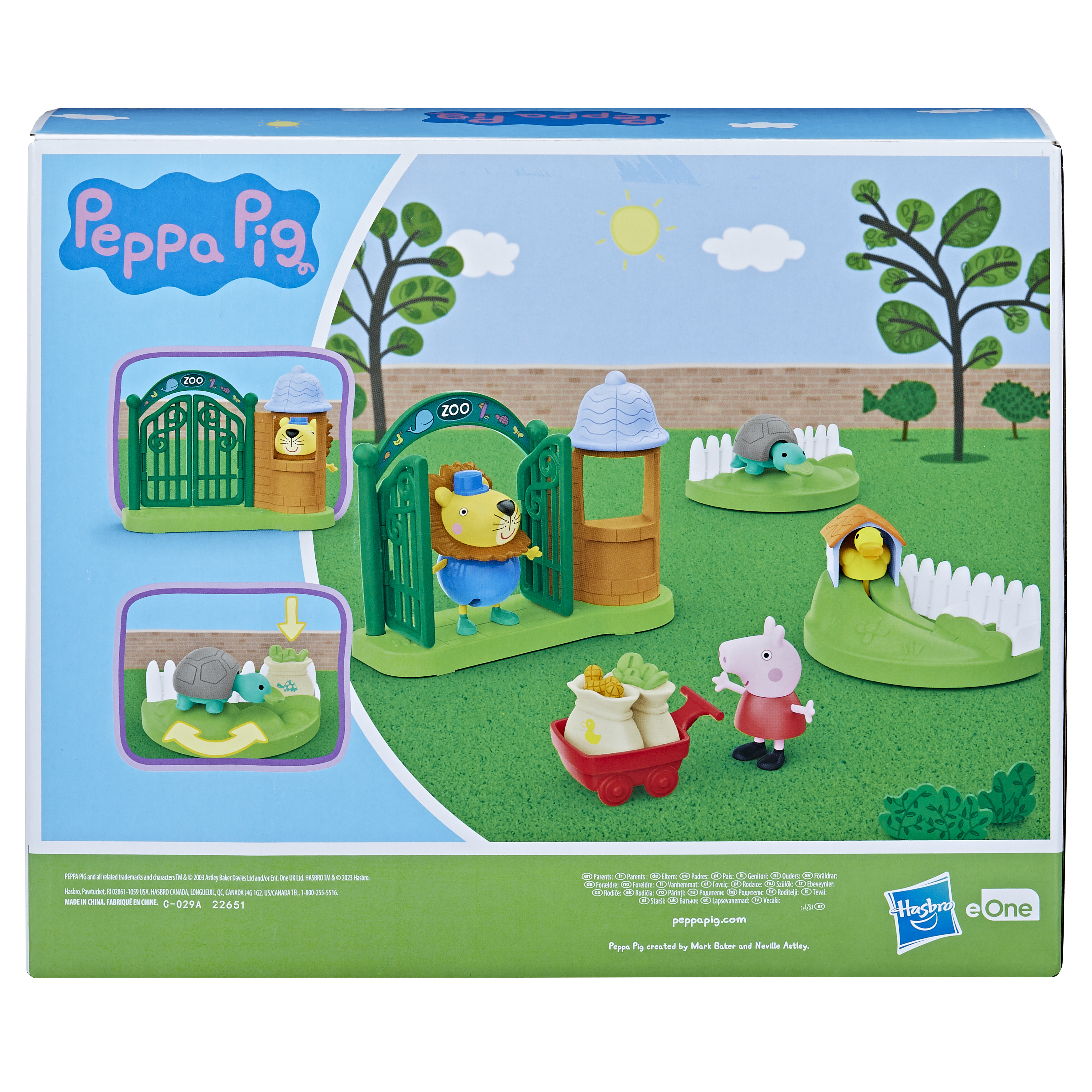 Peppa Wutz Spielset. Enthält Peppa, einen Löwen, eine Schildkröte und eine Zoo-Szene mit Zubehör.
