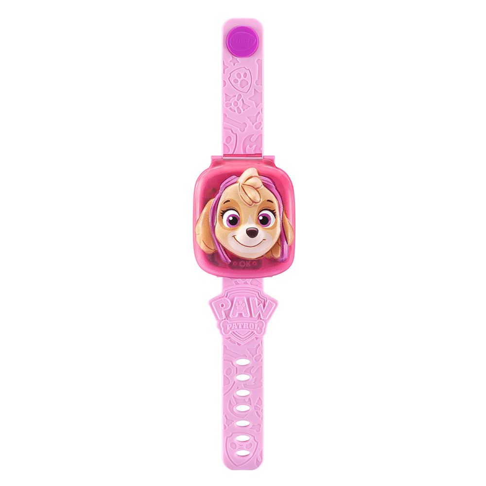 Pinke Paw Patrol Skye Smartwatch mit Skys Gesicht auf dem Bildschirm.