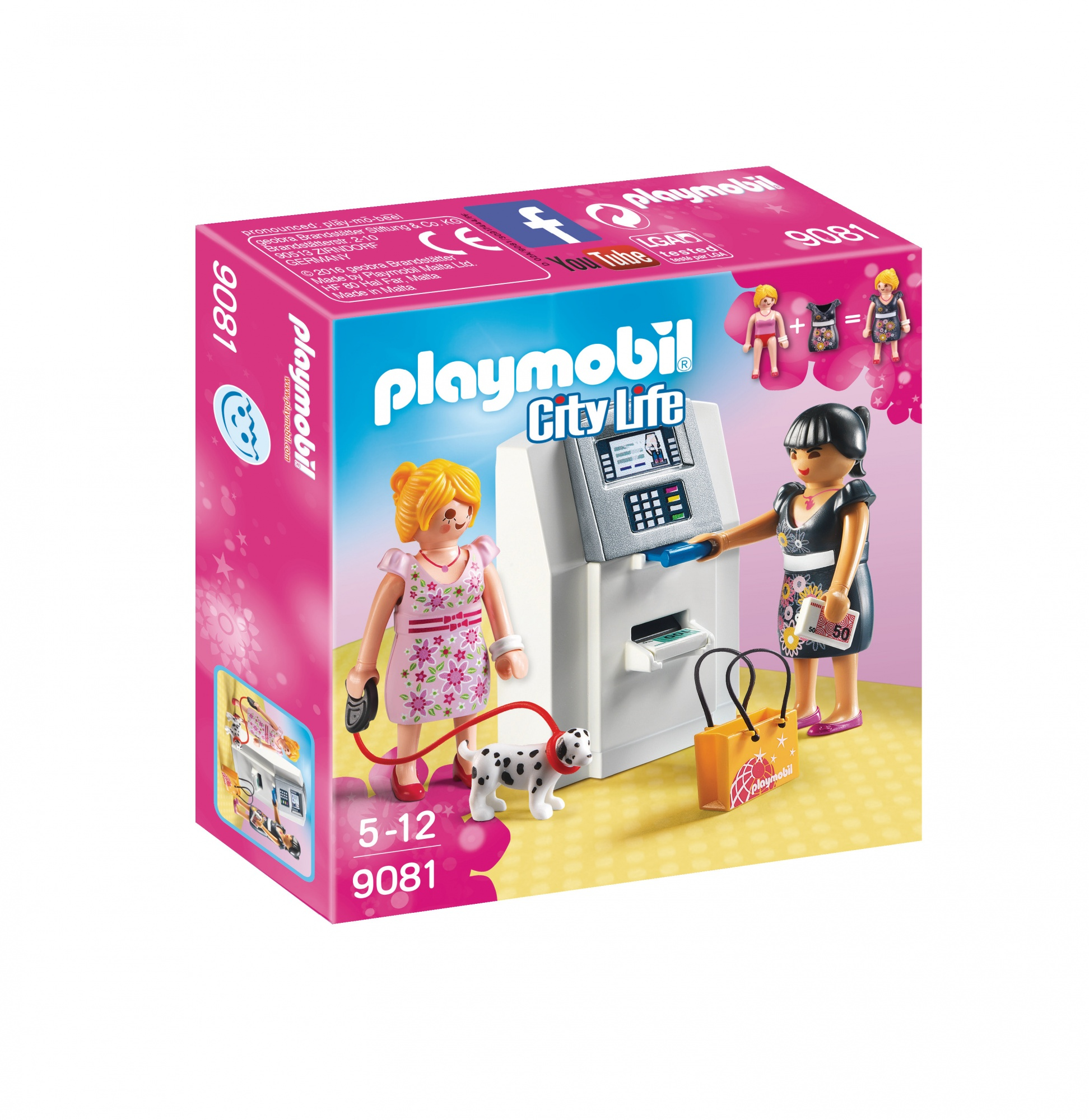 Ein Playmobil-Box-Set, das Personen an einem Geldautomaten zeigt.