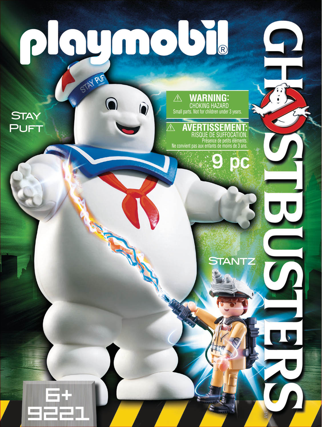 Playmobil Ghostbusters-Set mit dem Marshmallow-Mann Stay Puft und der Figur Stantz.