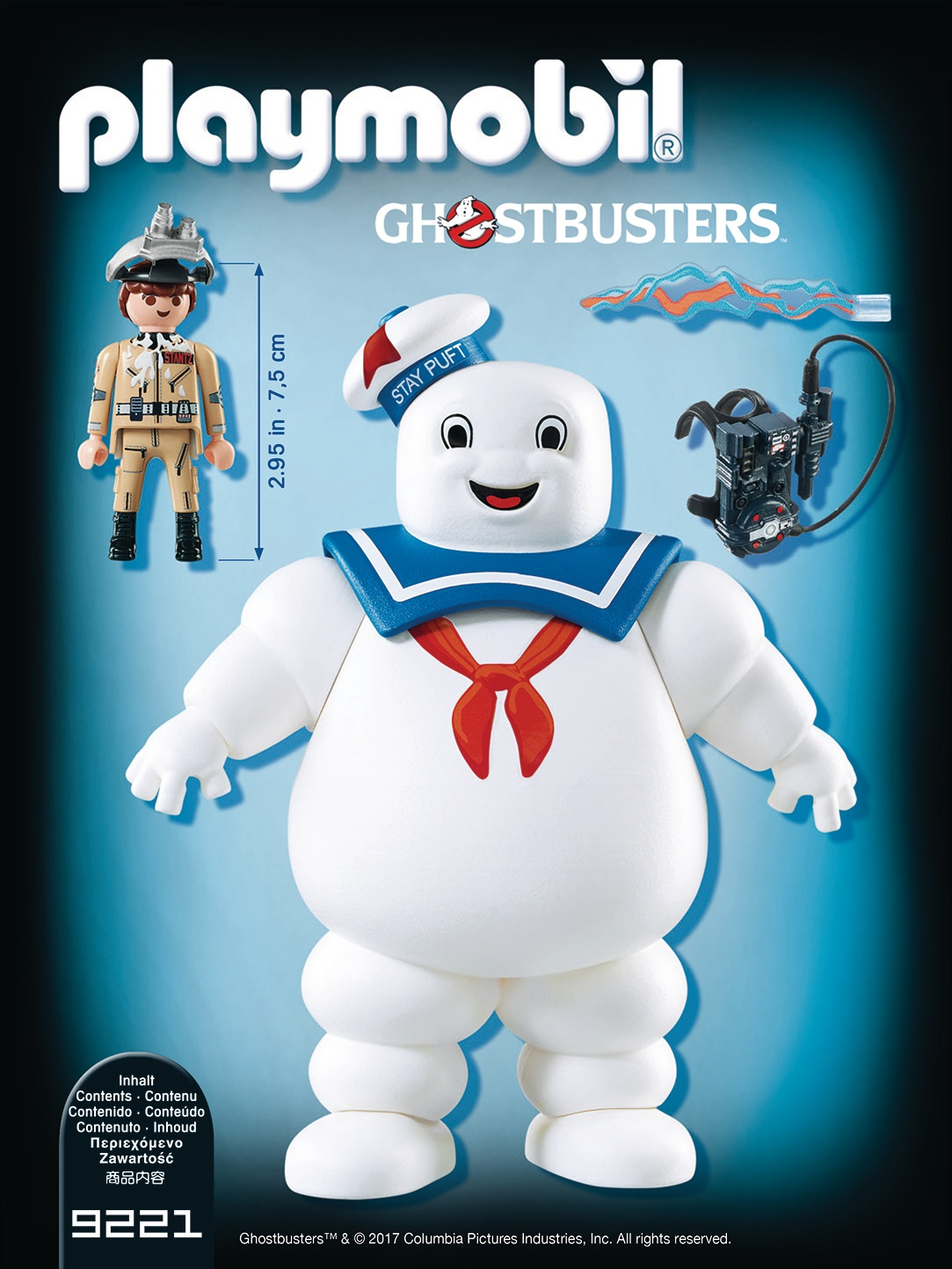 Playmobil Ghostbusters Set mit Stay Puft Marshmallow Man und einer Ghostbuster-Figur. Enthält eine Geisterfalle.