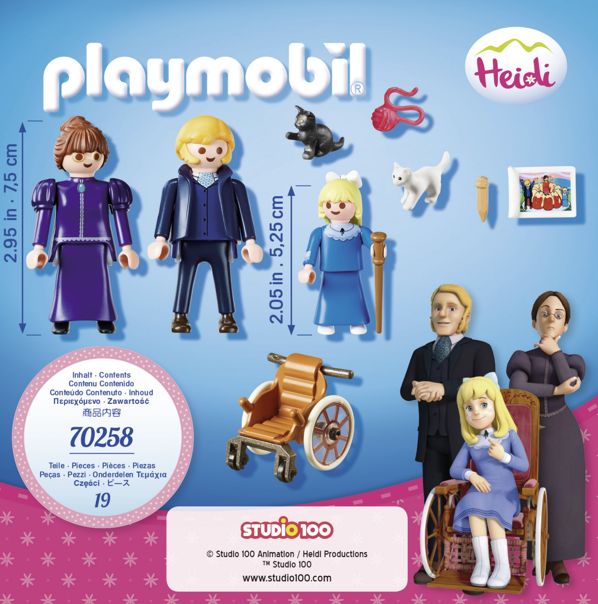 Playmobil Heidi Set mit Figuren, Rollstuhl und Zubehör.