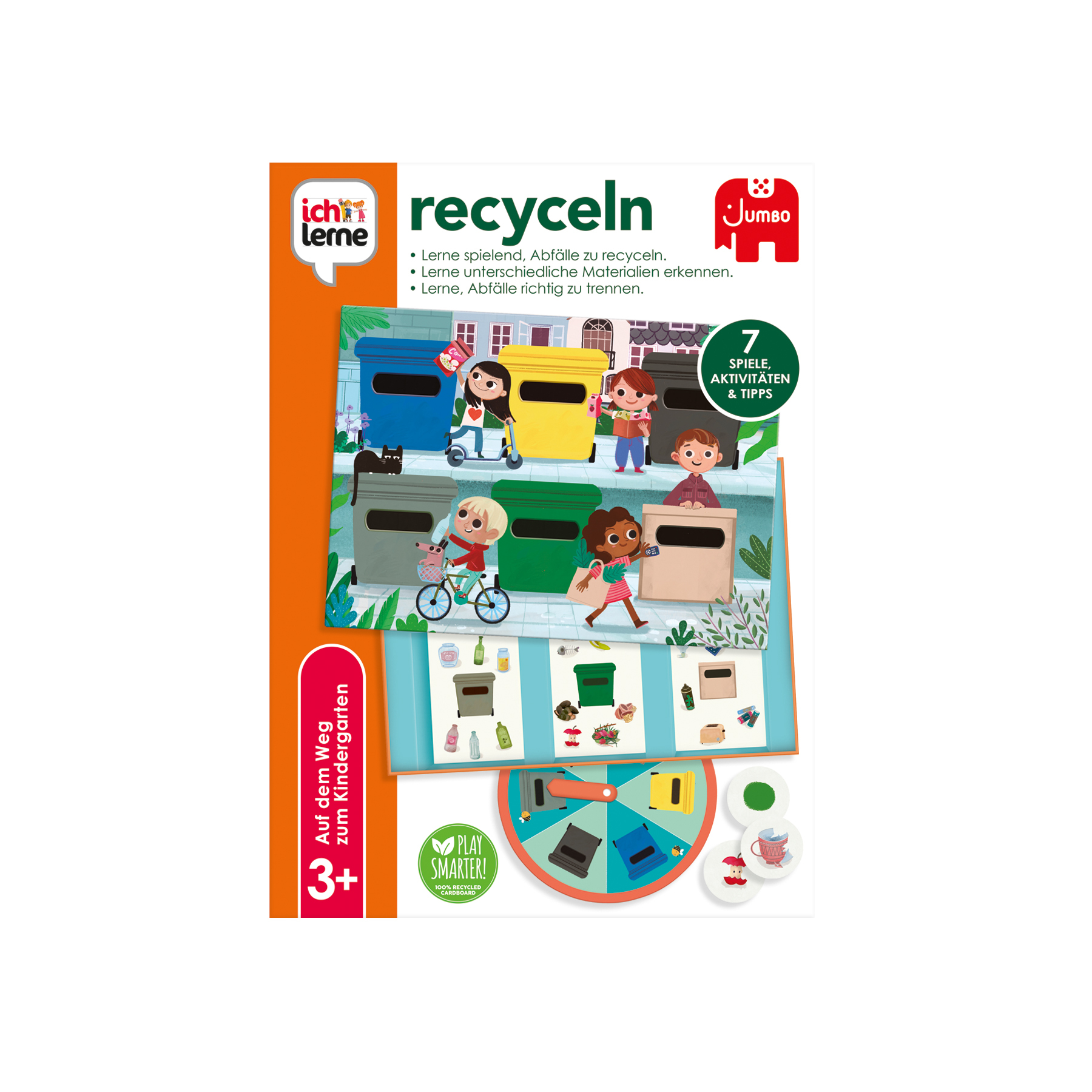 Ein Kinderbuch über Recycling mit farbenfrohen Illustrationen und Spielelementen.