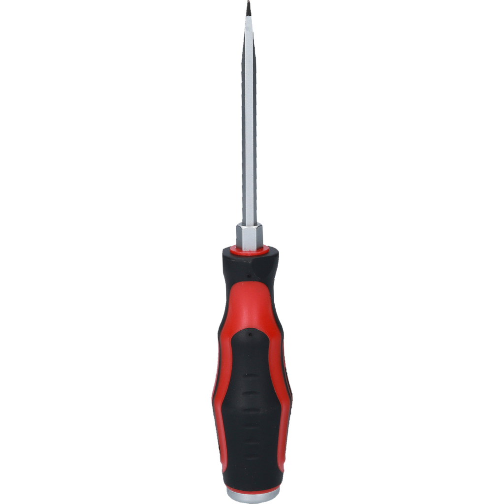 Ein Reißnadel mit schwarz-rotem Griff und silberner Spitze.