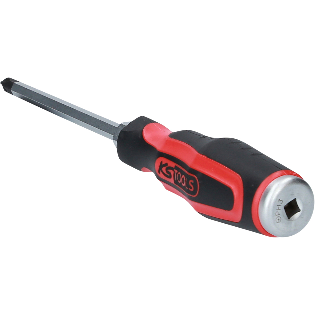Phillips-Schraubendreher mit schwarz-rotem Griff und KS TOOLS Logo.