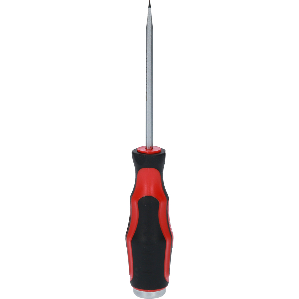 Ein Schraubendreher mit schwarzem und rotem Griff und einer Spitze. Der Griff hat das KS TOOLS-Logo.