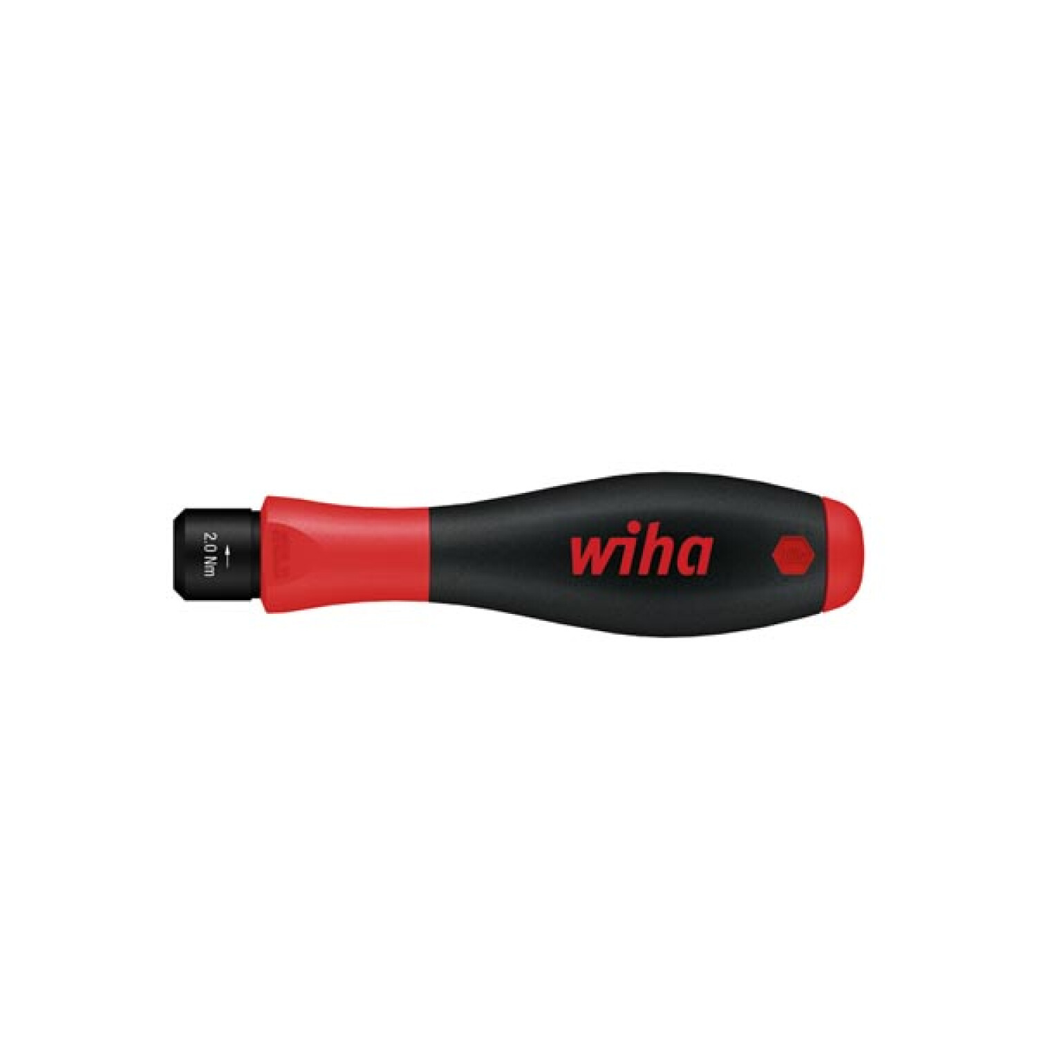 Un destornillador con mango negro, extremo rojo y la marca Wiha.