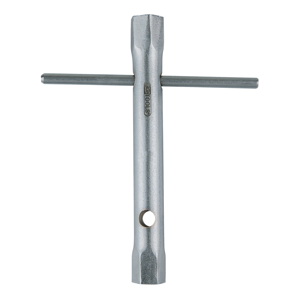 Ein T-Griff-Zündkerzenschlüssel auf weißem Hintergrund. Die Marke 'KS TOOLS' ist sichtbar.