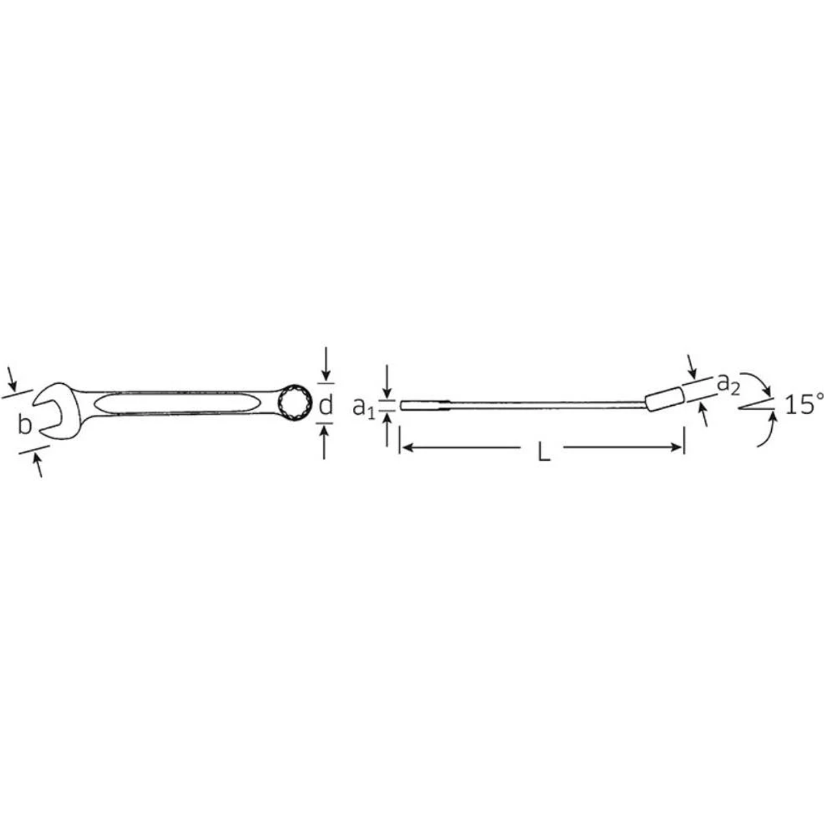 Llave con dimensiones etiquetadas, sobre fondo blanco.
