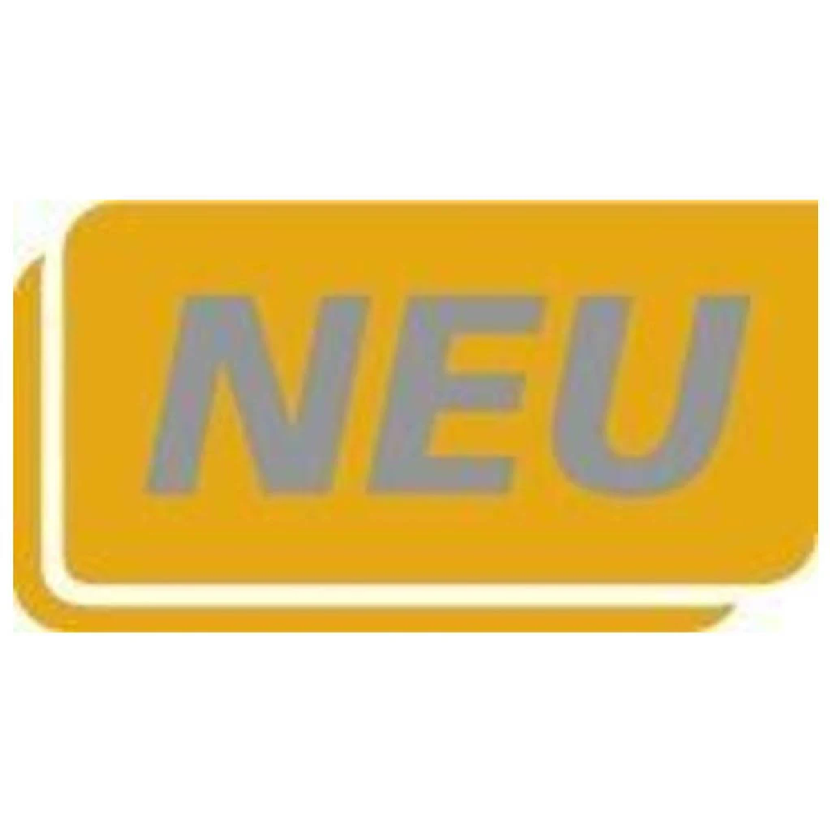 Cuadrado amarillo con texto gris 'NEU'.