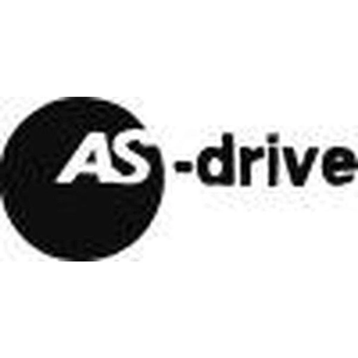 Schwarzer Kreis mit weiß geschriebenem 'AS-drive'.