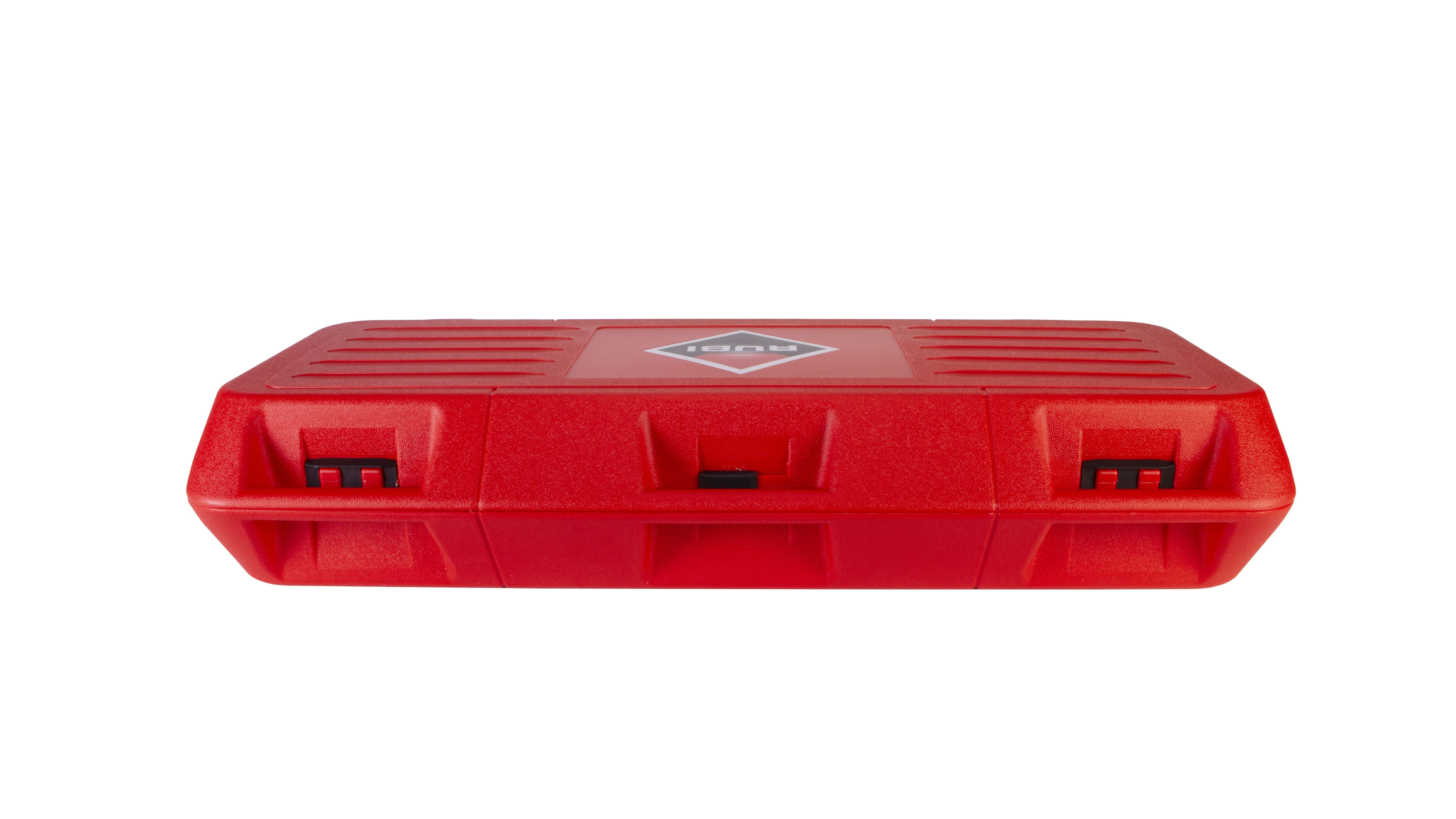 Roter rechteckiger Koffer mit RUBI-Logo.