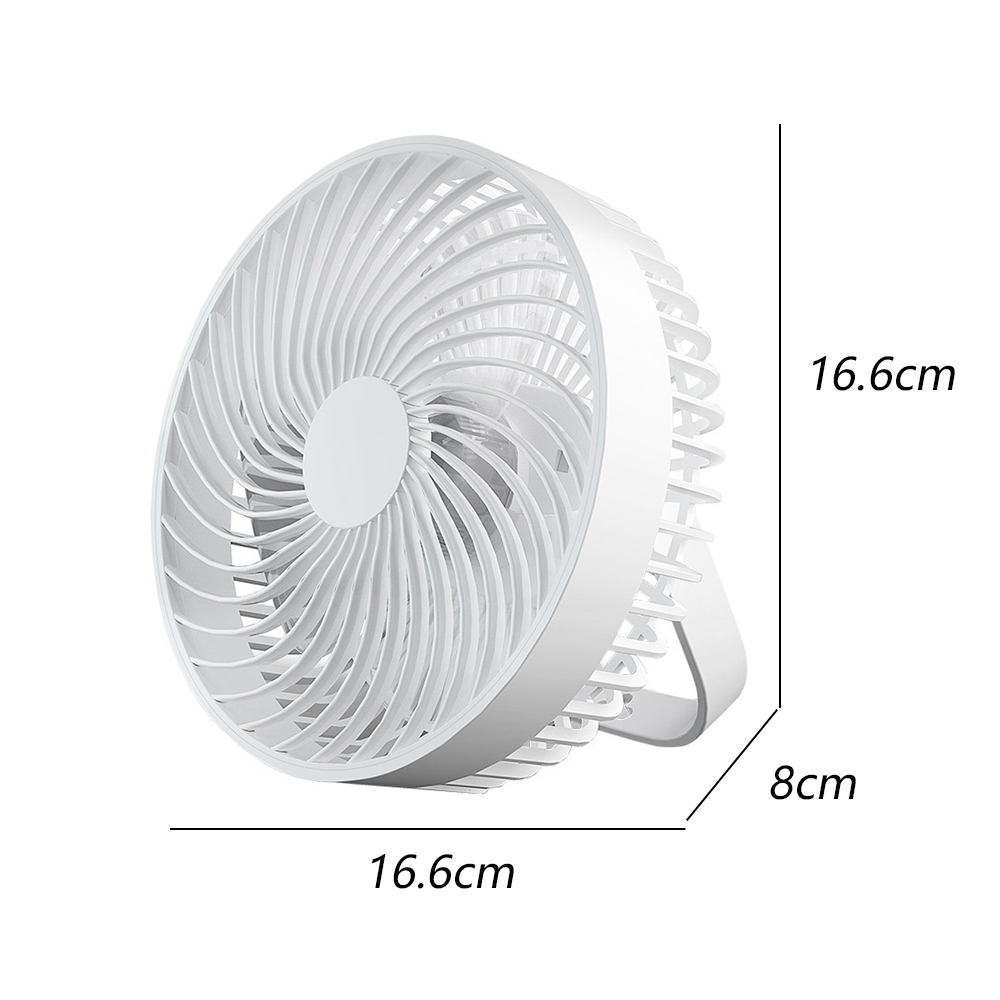 Weißer Schreibtischventilator mit Abmessungen, isoliert auf weißem Hintergrund.