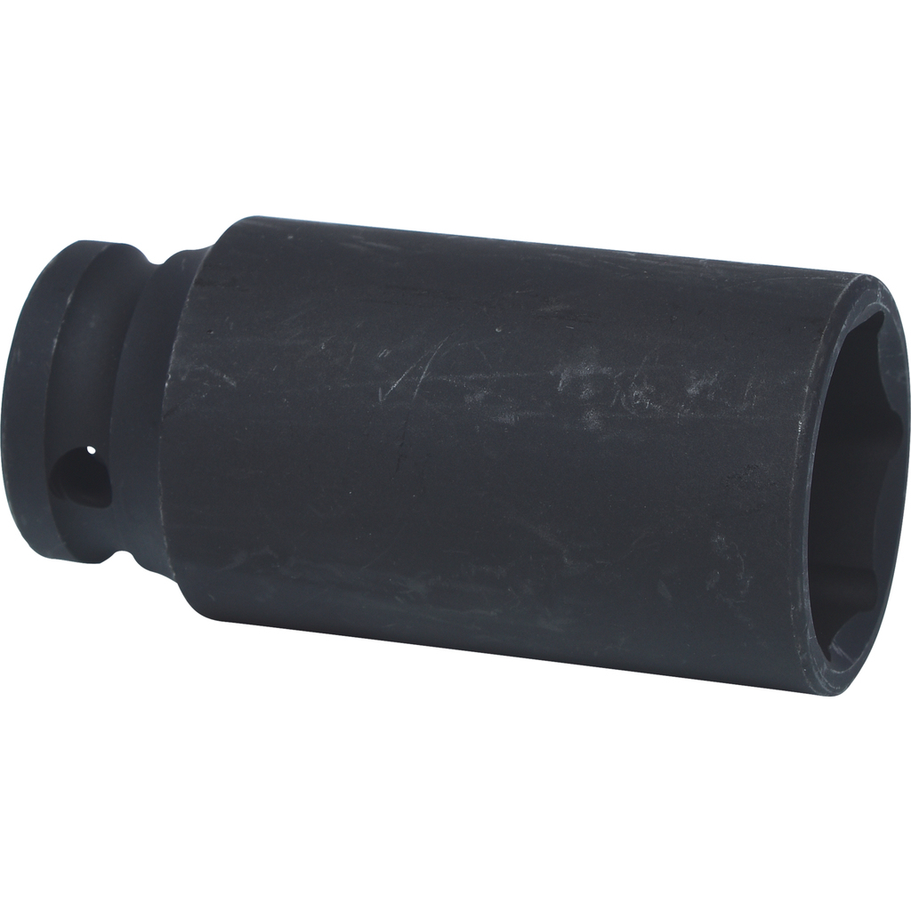 Schwarzer Steckschlüssel, schräge Ansicht, beschriftet 'KS TOOLS 27mm', Zahlen sichtbar.