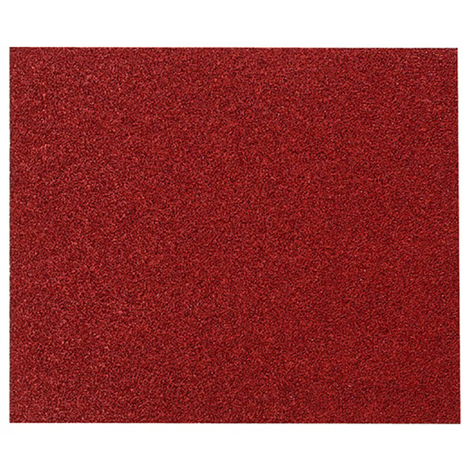 Ein rotes rechteckiges Schleifpapier. Die Oberfläche ist sichtbar.