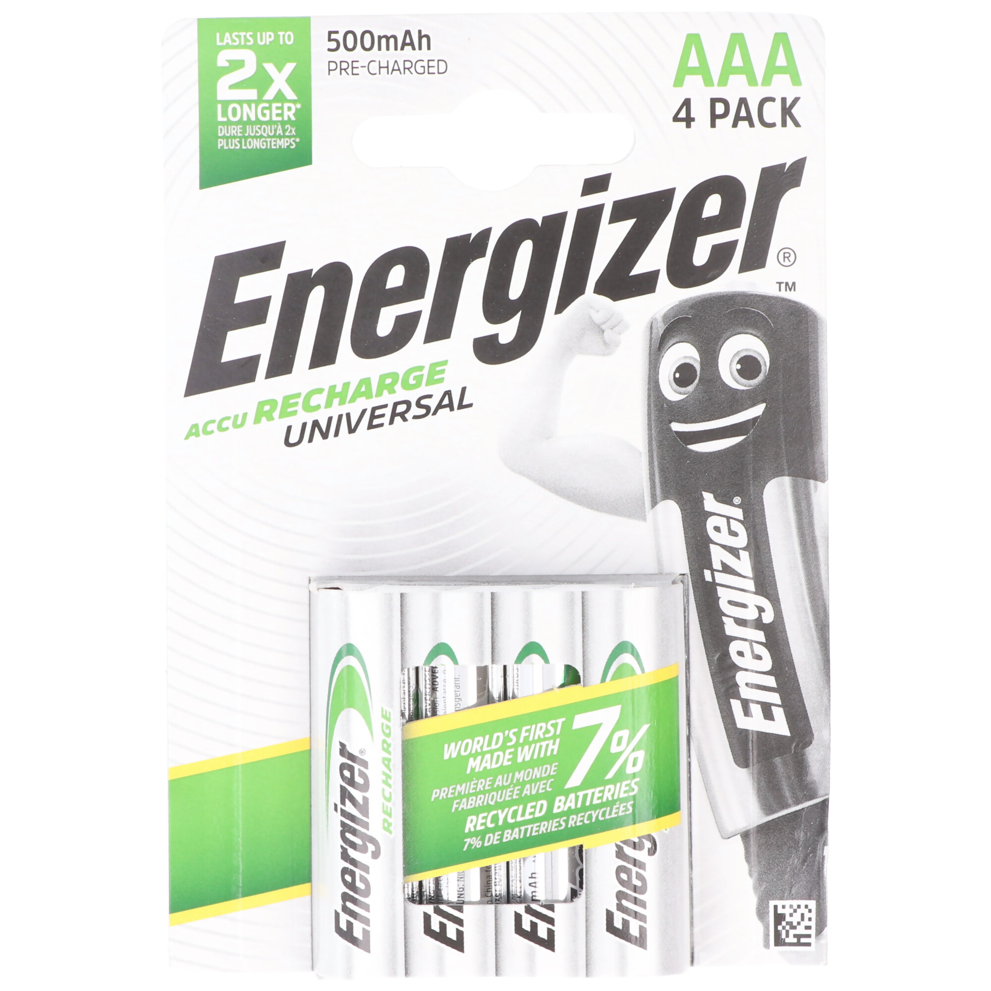 Baterie Energizer AAA, 4 sztuki, ładowalne, 500mAh, działają do 2x dłużej.