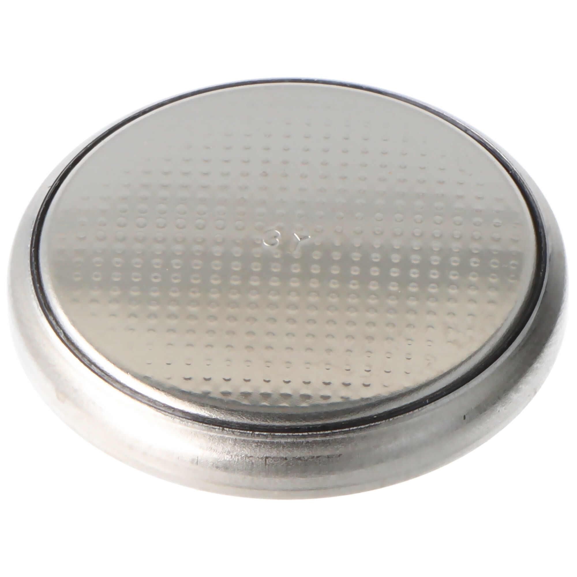 Pojedyncza bateria Panasonic CR2032 na białym tle.