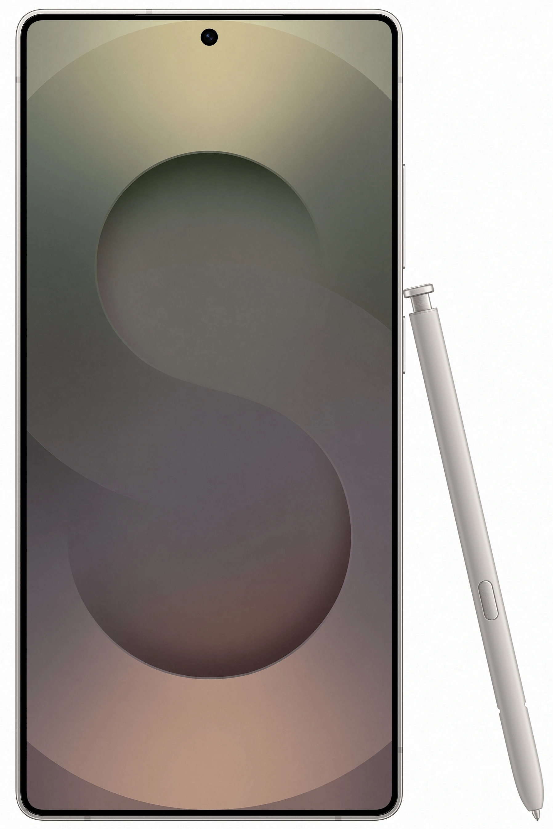 Smartfon z rysikiem obok. Telefon ma zakrzywiony design.