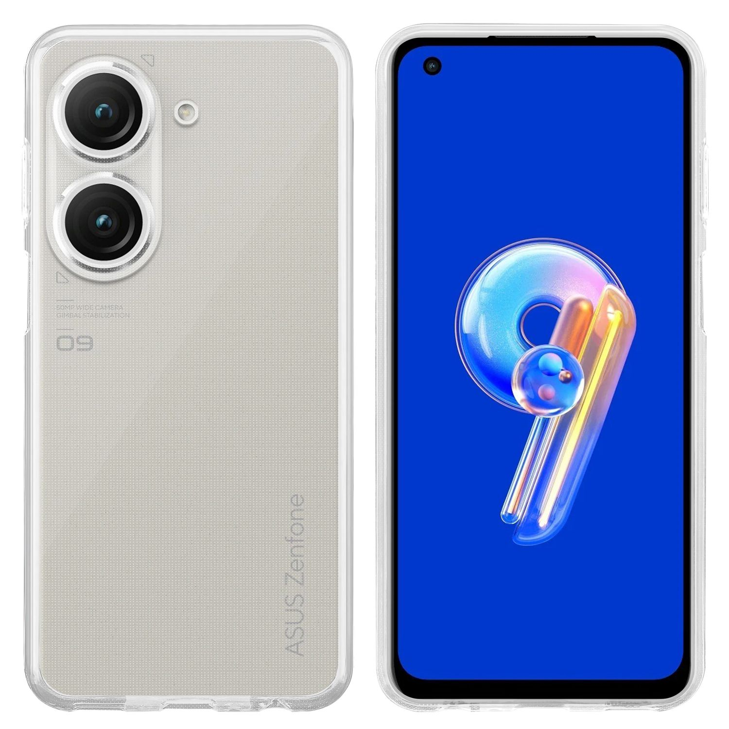 Zwei Smartphone-Bilder, eines vorne und eines hinten, die das Design des Telefons zeigen.