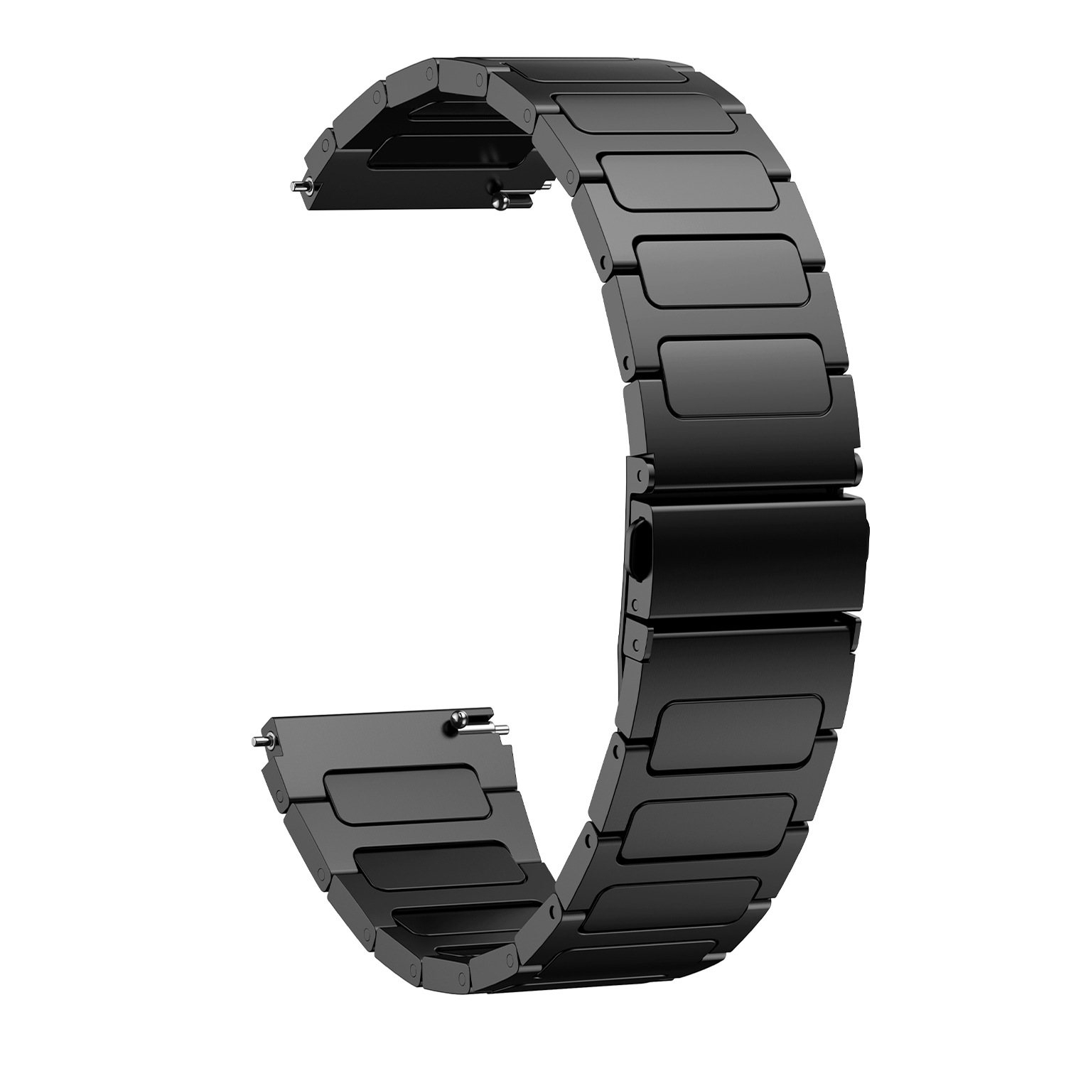 Cinturino nero per orologio composto da blocchi rettangolari collegati.