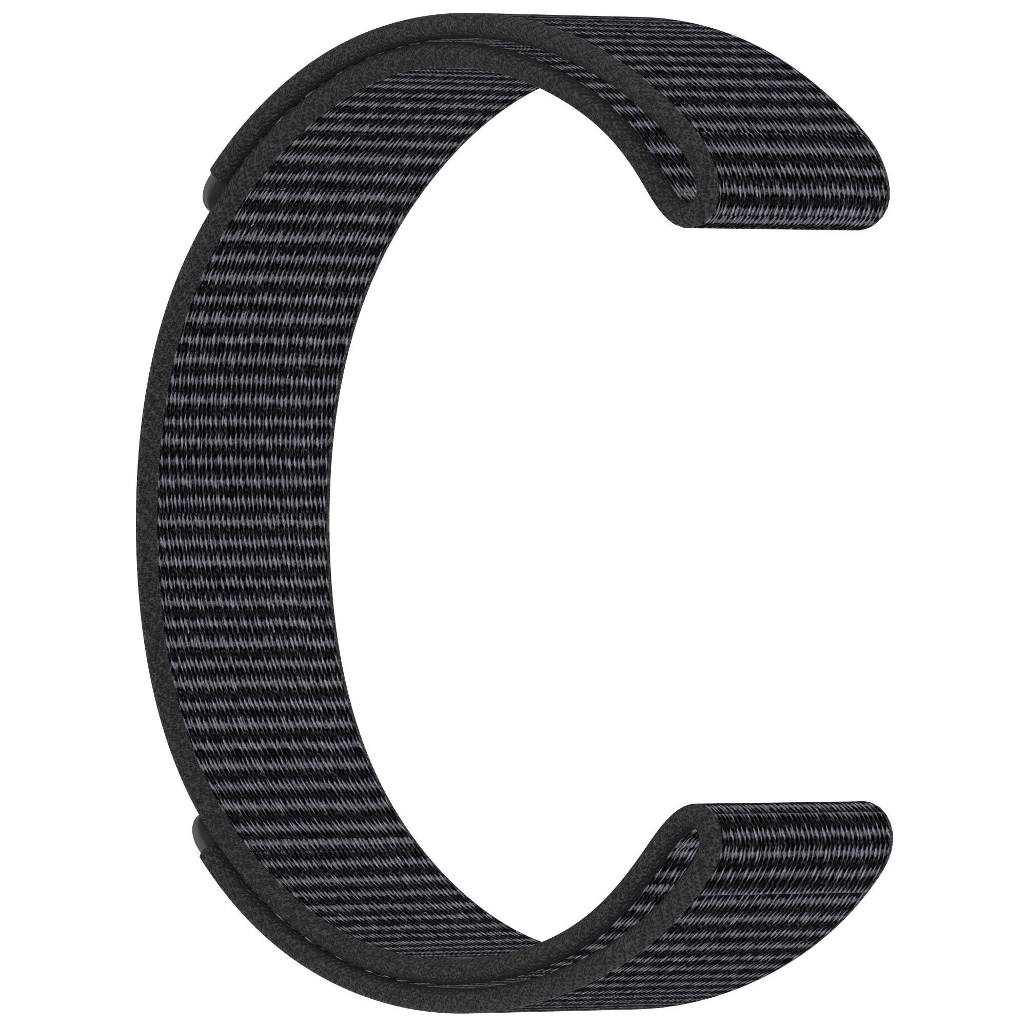 Cinturino per orologio nero e grigio a forma di C.