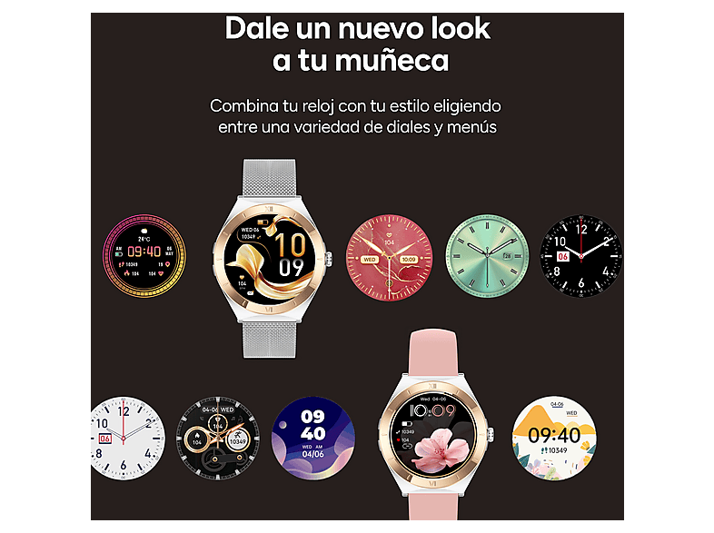 Smartwatch | KSIX Lya, Talla única, Aleación de zinc, Plateado