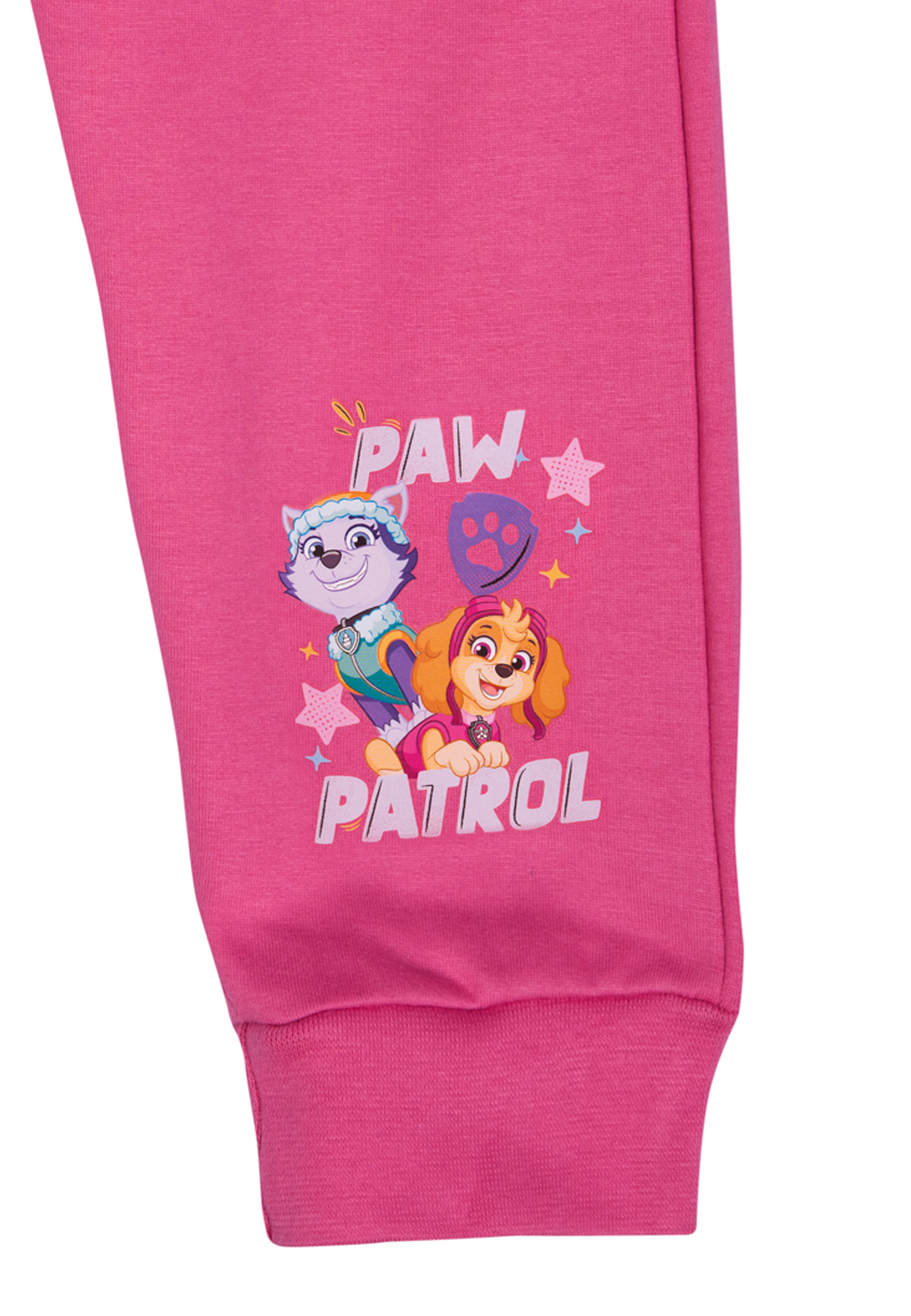 Rosa Sweatpants-Bein mit Paw Patrol Grafik mit Everest und Skye.