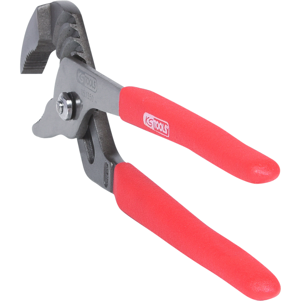 KS TOOLS verstellbare Zange mit roten Griffen. Weißer Hintergrund.