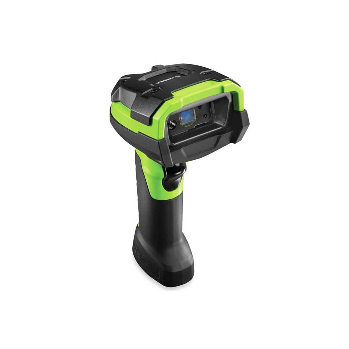 Scanner di codici a barre verde e nero. Isolato su sfondo bianco.