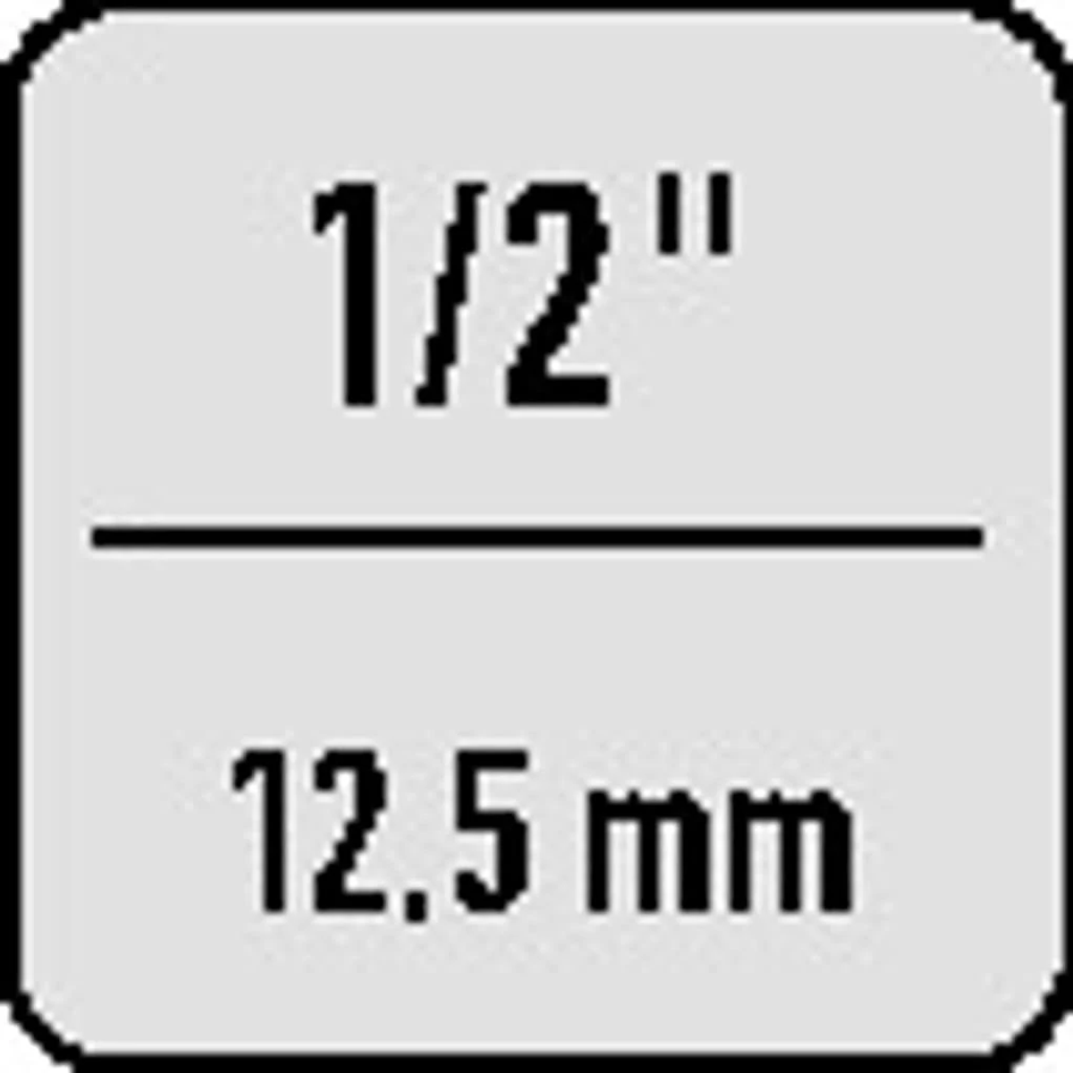 Ein Etikett mit dem Text 1/2" und 12,5 mm.