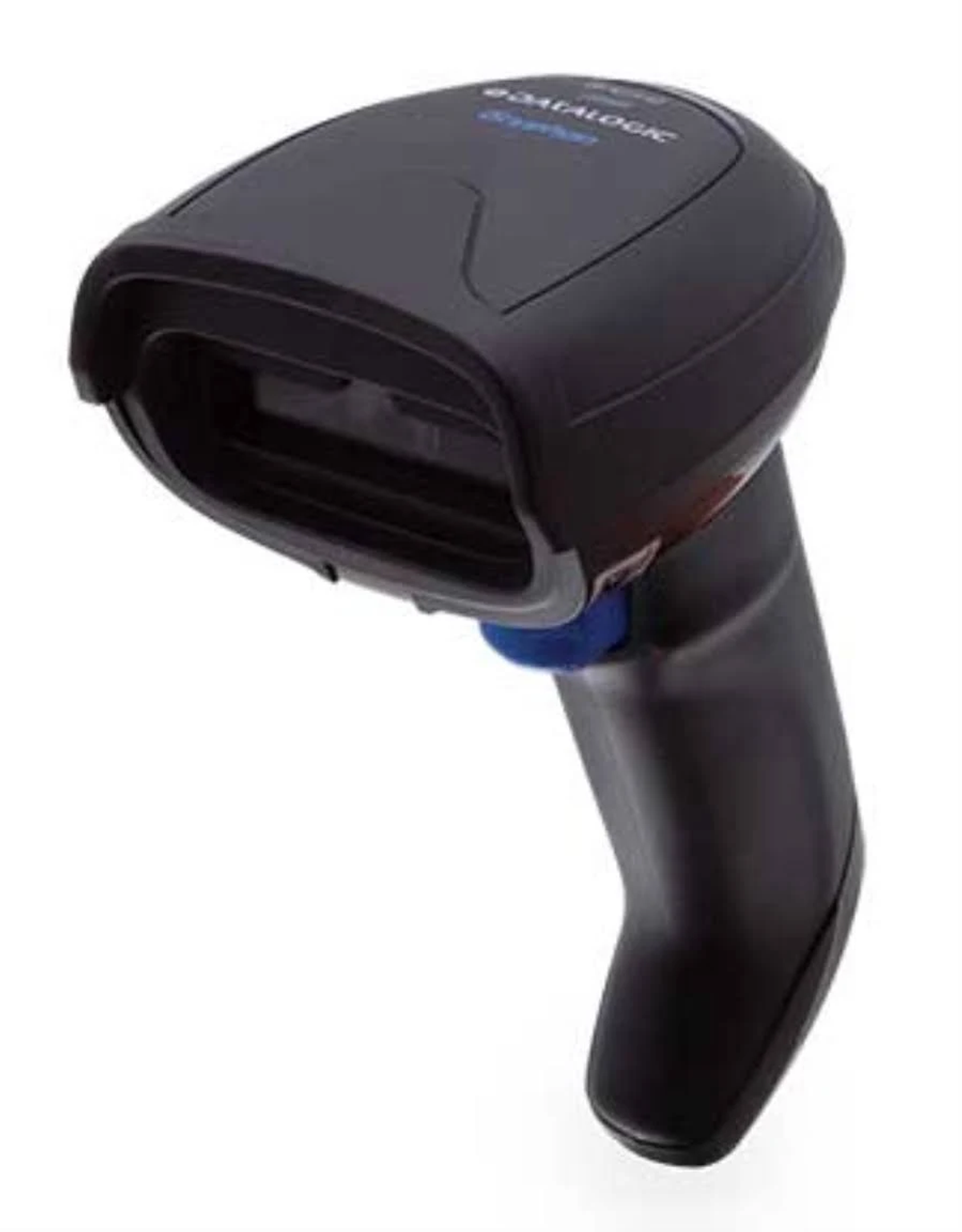 Uno scanner di codici a barre Datalogic Gryphon nero su sfondo bianco.