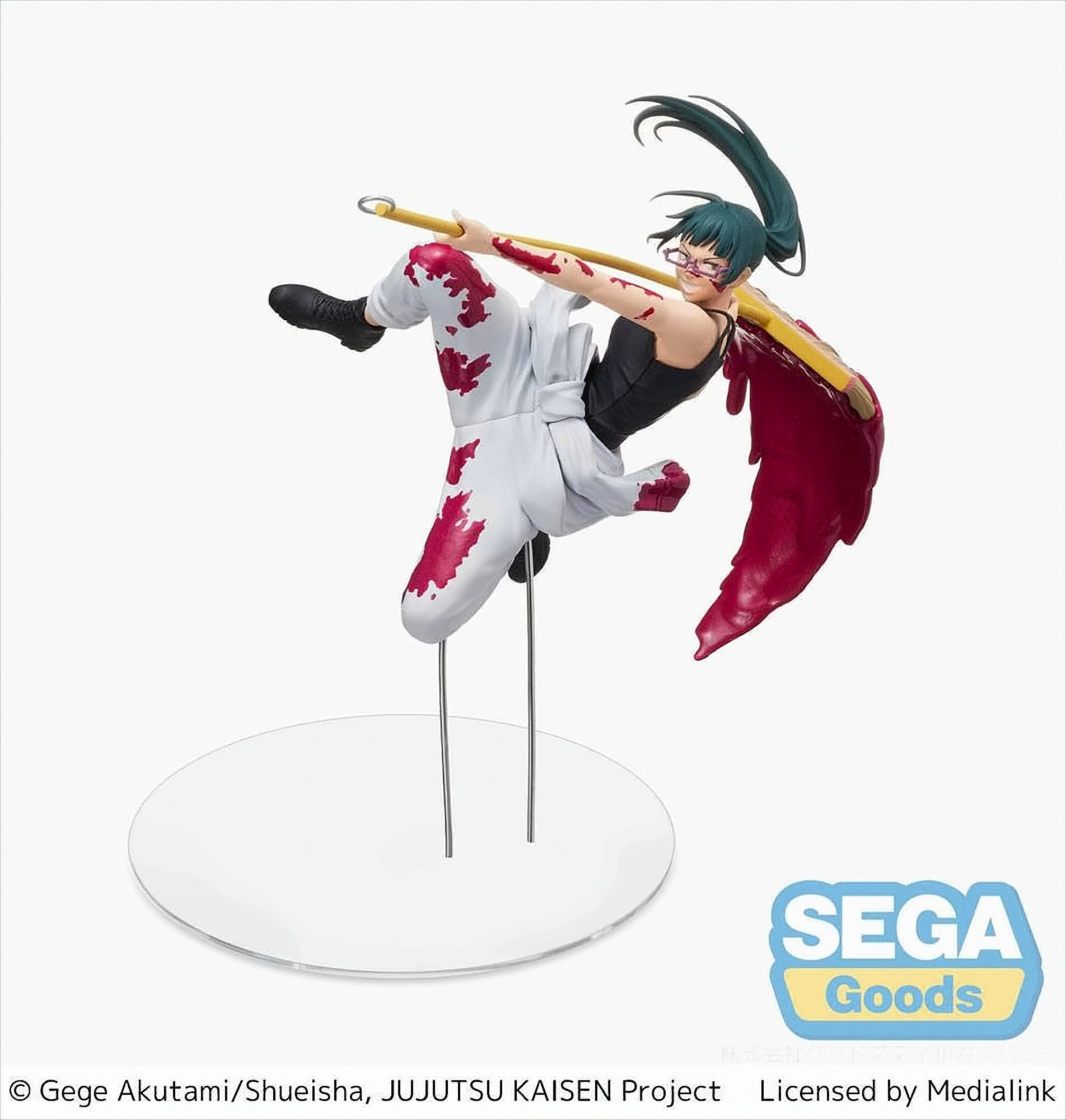 Anime-Figur in Aktion, hält einen Pinsel, mit weißer Basis und Sega Goods Logo.