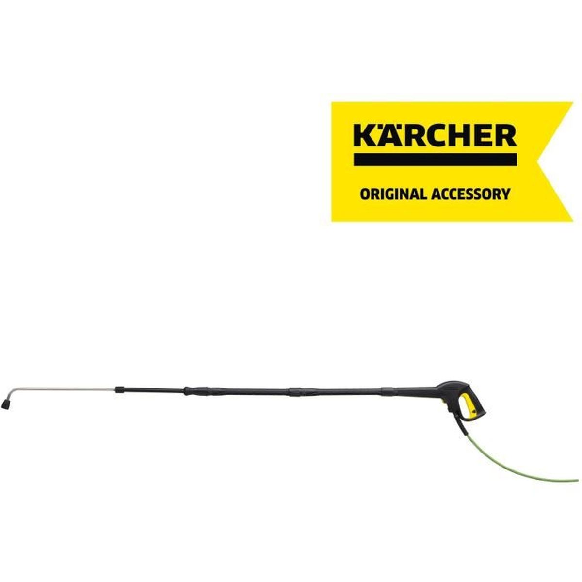 Kärcher Hochdruckreiniger-Zubehör mit Logo, lange, schwarze Lanze mit Düse.