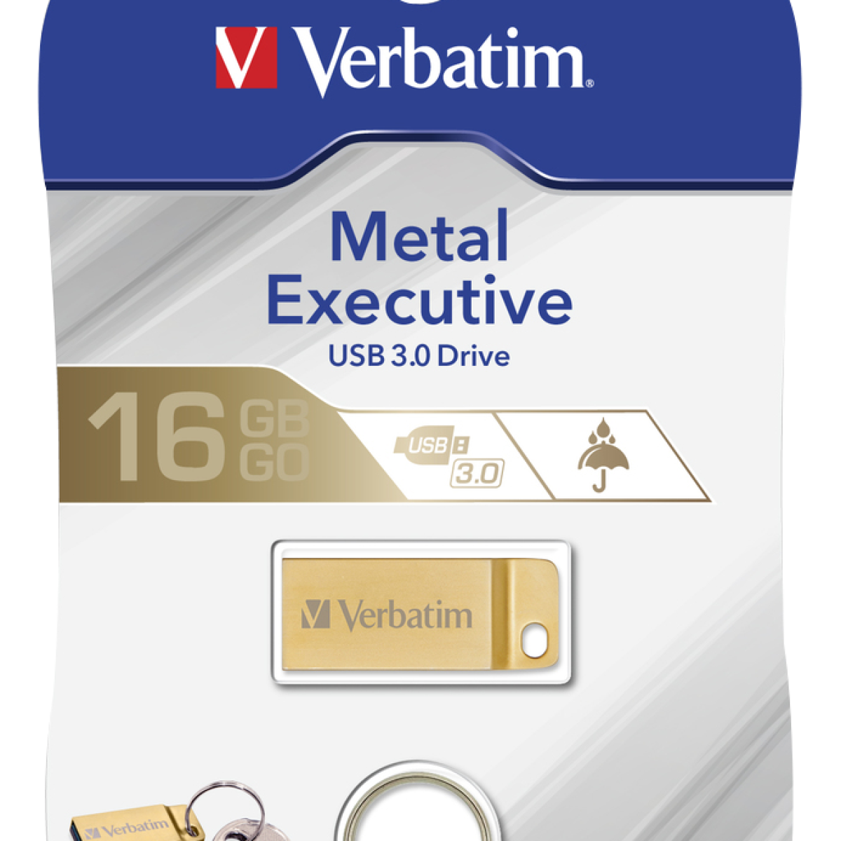 VERBATIM 99104 USB 3.0 DRIVE 16GB METAL EXEC. GOLD USB-Stick (Gold, 16 GB)