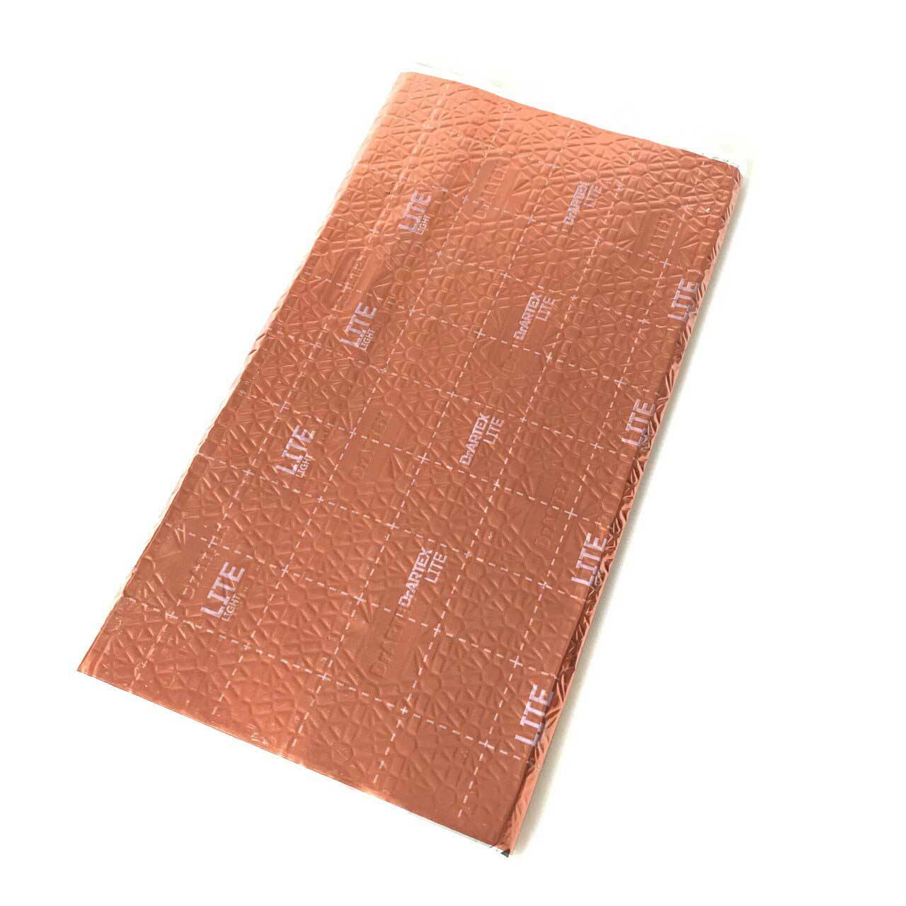 Kupferfarbenes Schalldämpfungsmaterial mit einem Rastermuster.