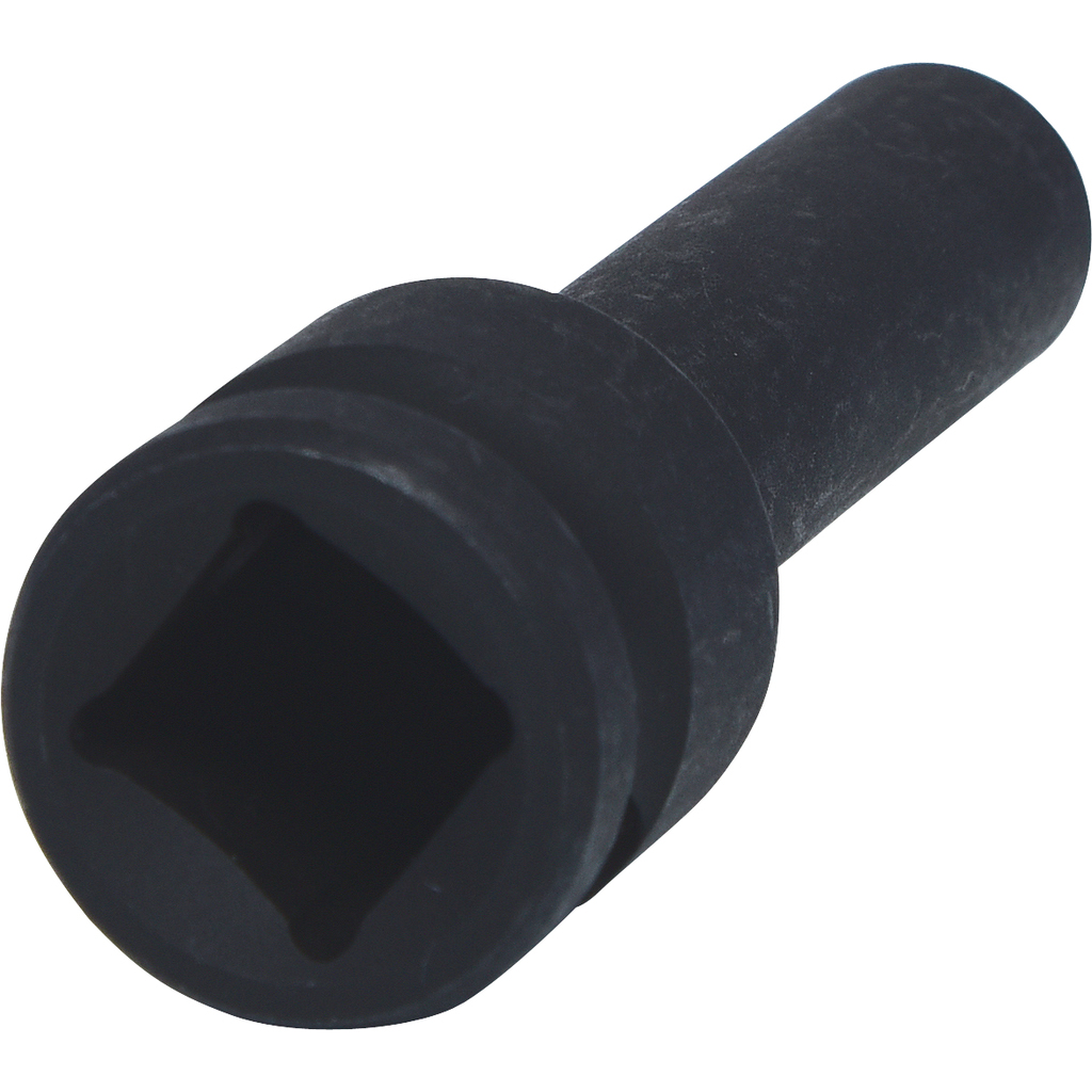 Czarny, cylindryczny nasadka. Kwadratowy otwór. Białe tło.