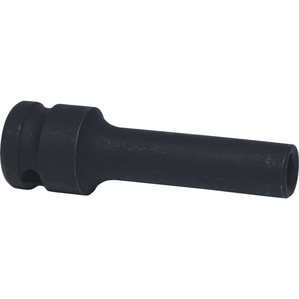 Czarny, cylindryczny klucz nasadowy. Białe tło.