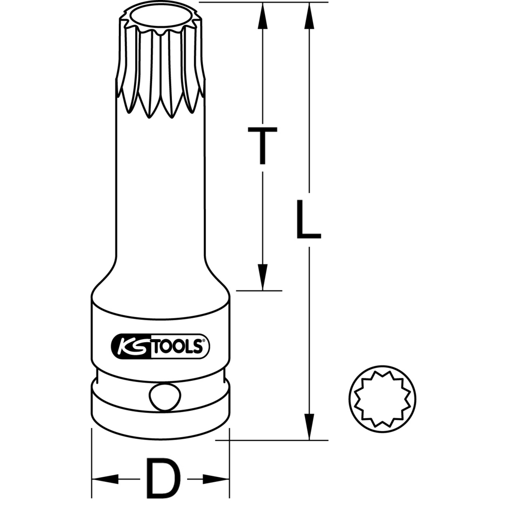 Eine schwarz-weiße Diagramm einer Steckdose mit Maßen.