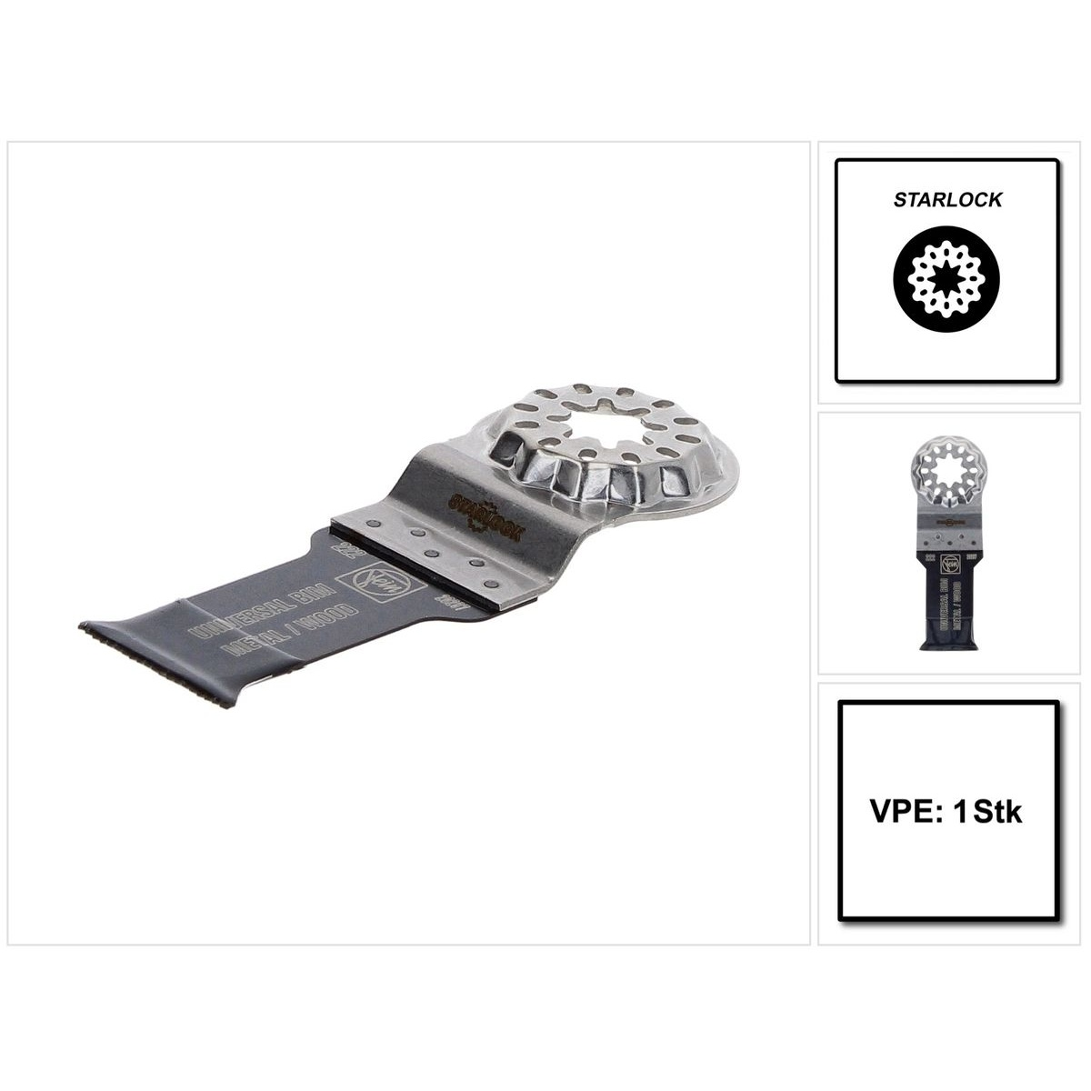 Ostrze do cięcia metalu i drewna z wzorem w kształcie gwiazdy. Izolowane na białym, z opakowaniem.