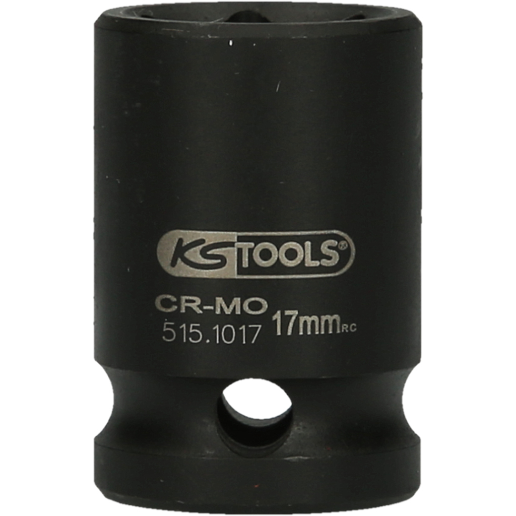 Schwarzer KS TOOLS Steckschlüssel, 17 mm, mit sichtbaren Markierungen.