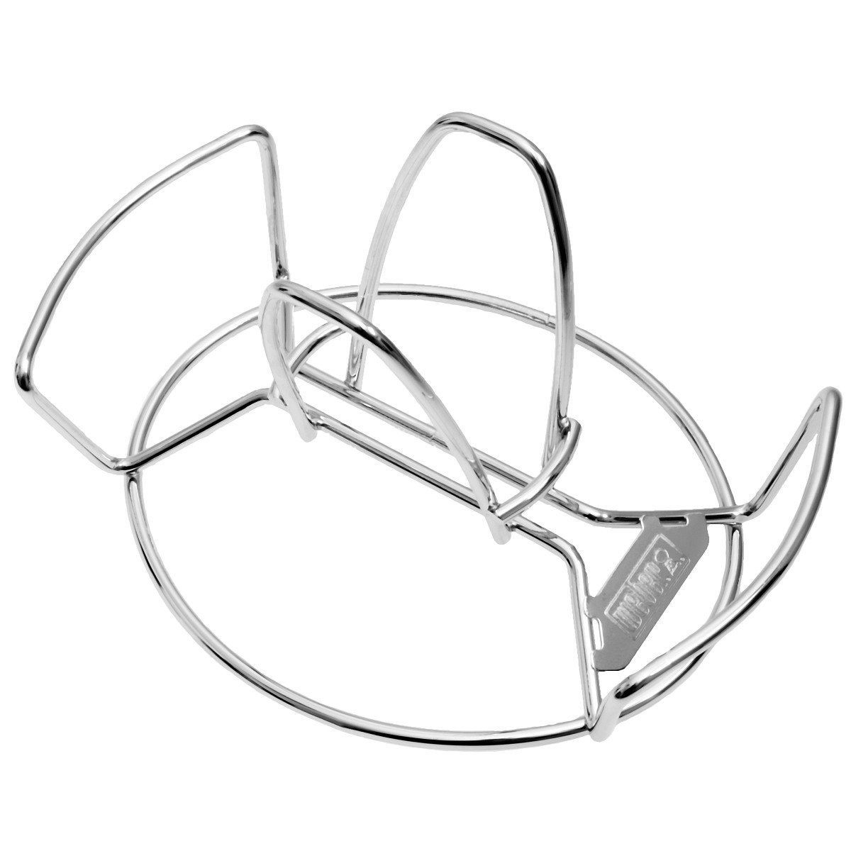 Rożen do kurczaka ze stali nierdzewnej na białym tle.