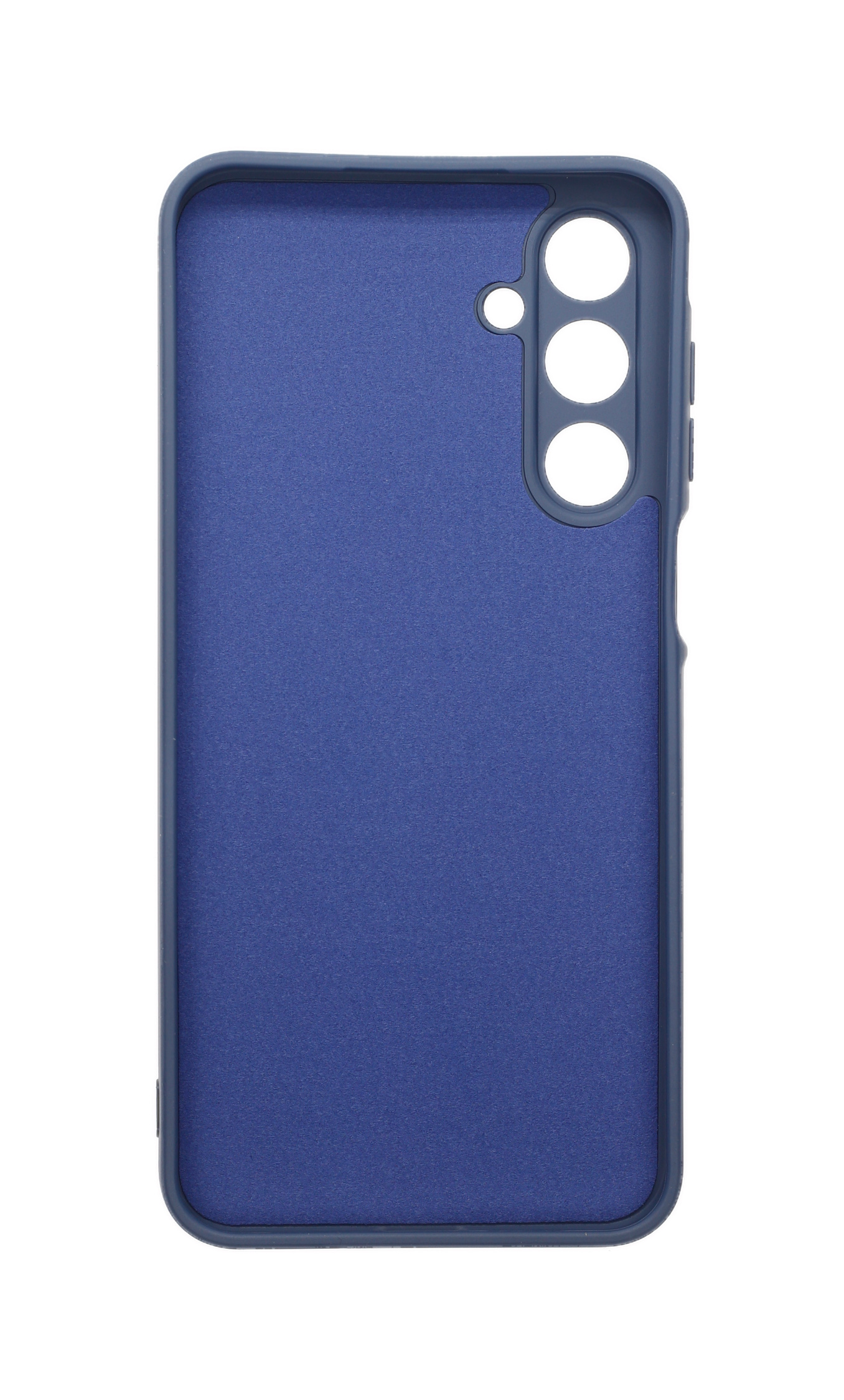 Eine blaue Handyhülle mit glatter Textur. Die Hülle ist einfarbig blau.