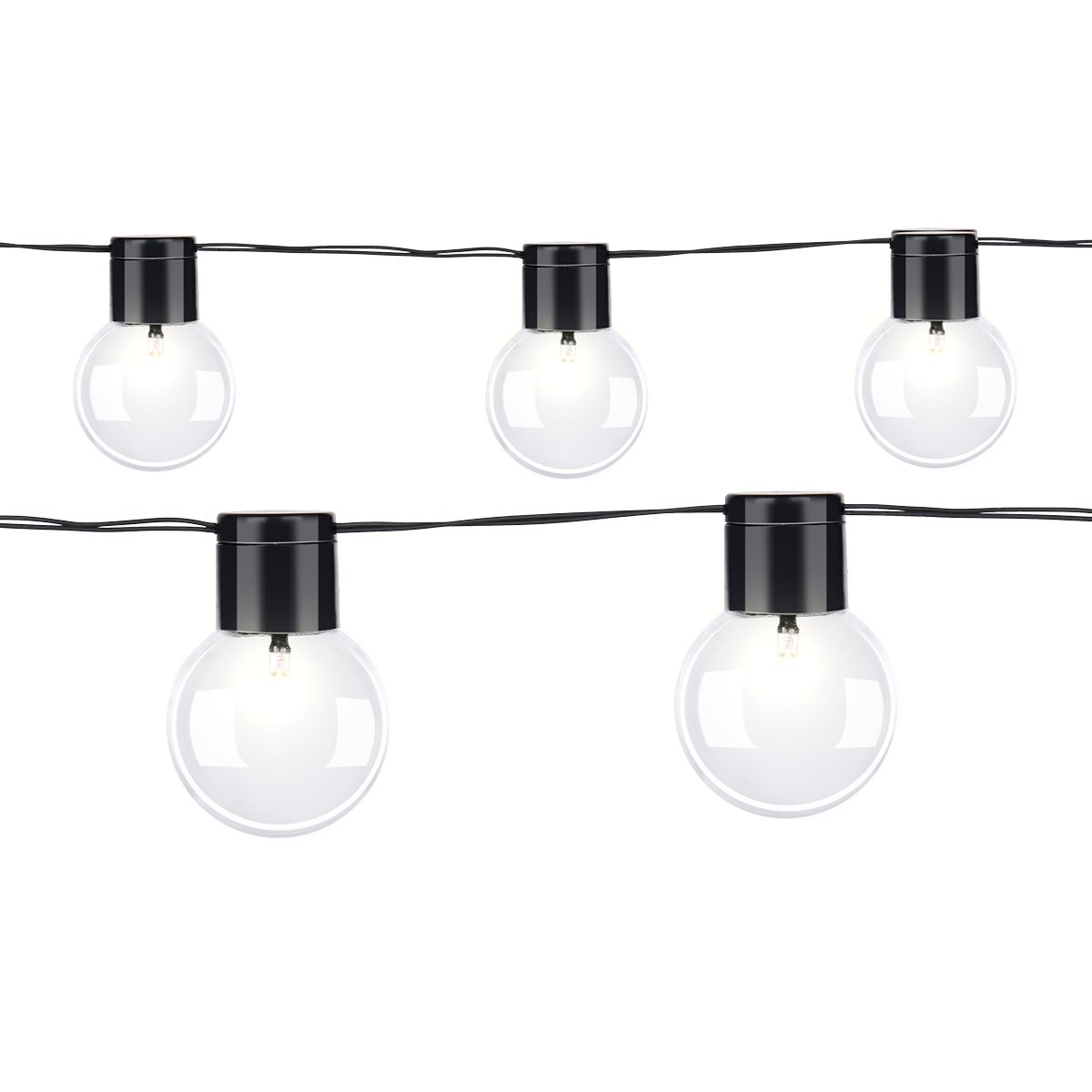 Slingers met ronde lampen. Geïsoleerd op witte achtergrond.