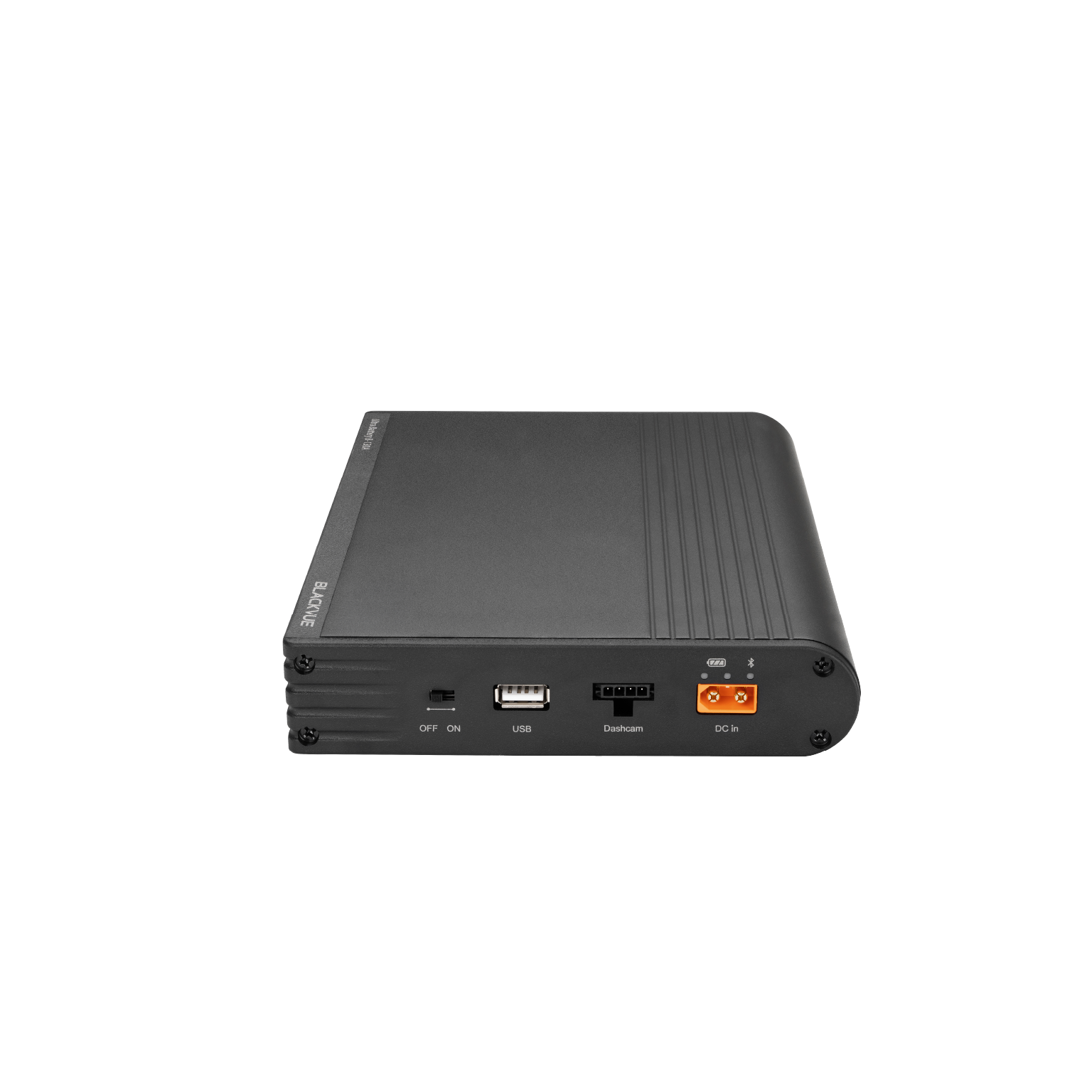 A black device with the word BLACKVUE on the side and an off/on switch.