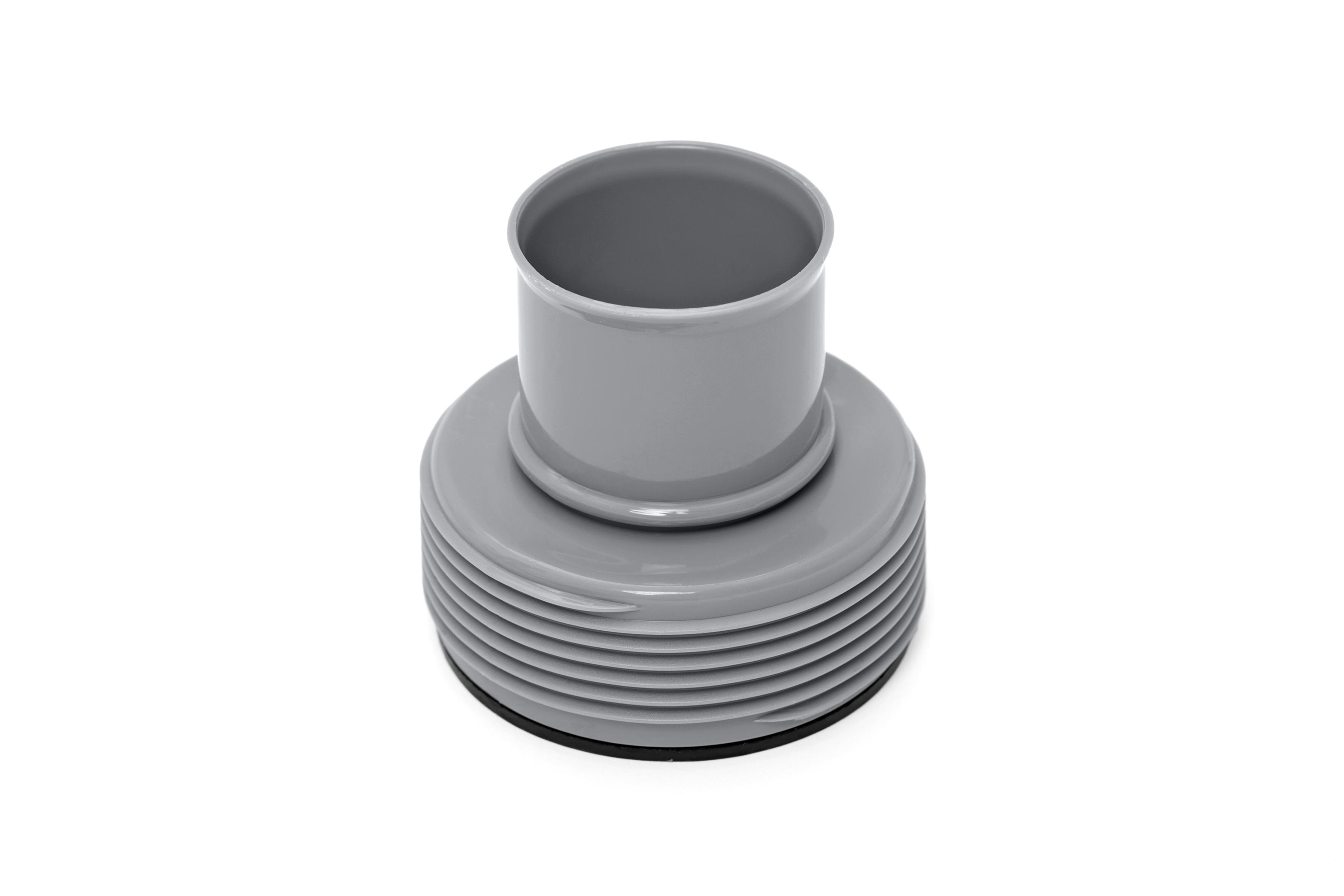 Graues Bestway Pool-Fitting mit Gewindesockel und Kragen, auf weißem Hintergrund.