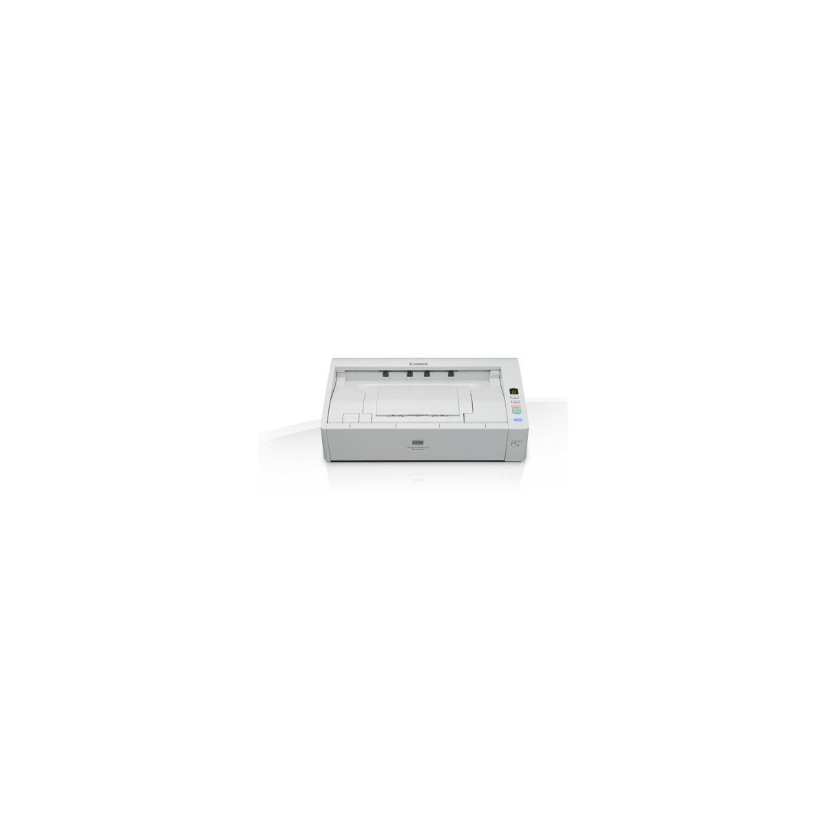 Uno scanner è su uno sfondo bianco. Lo sfondo è completamente bianco.