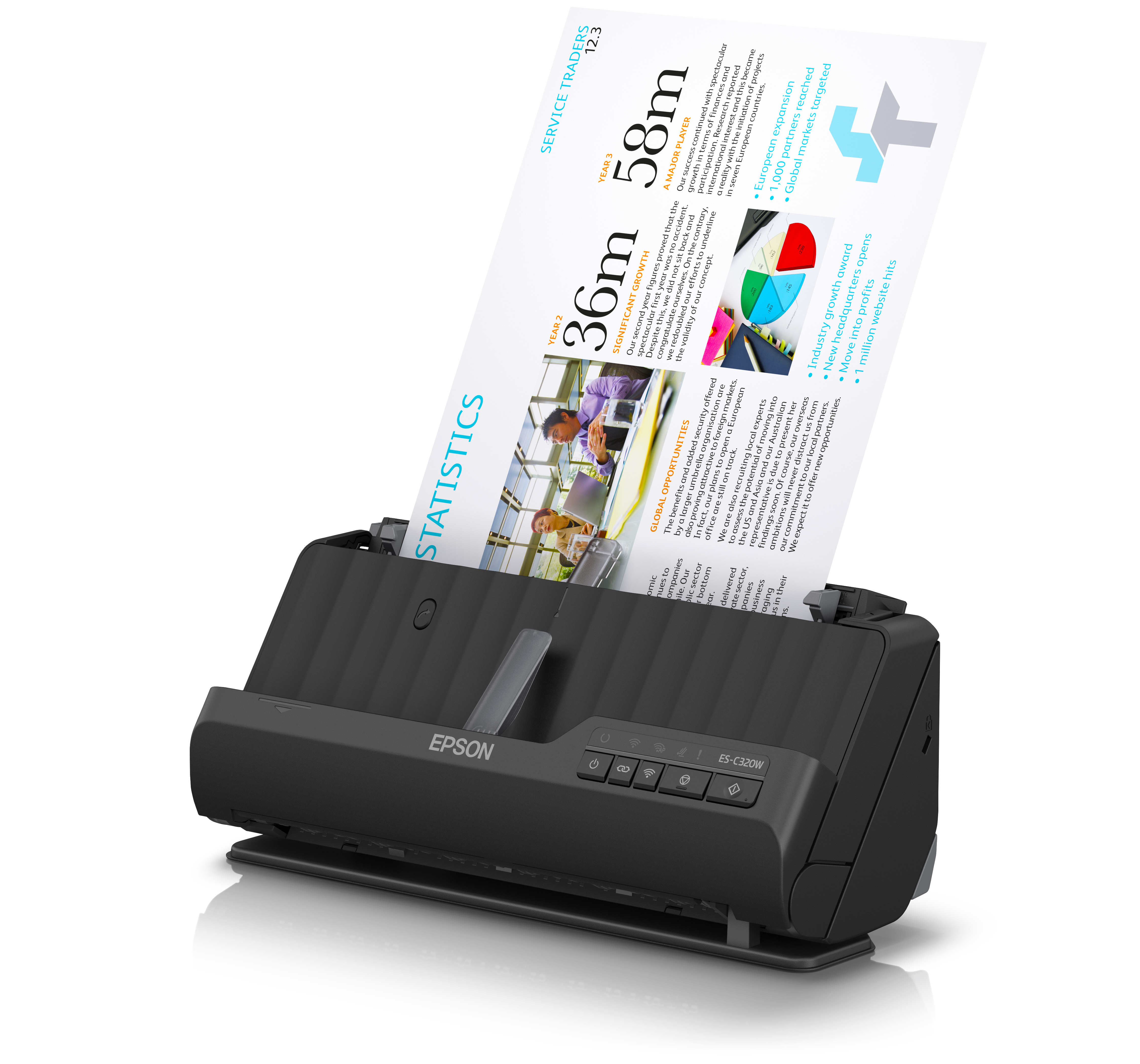 Scanner Epson nero con carta.