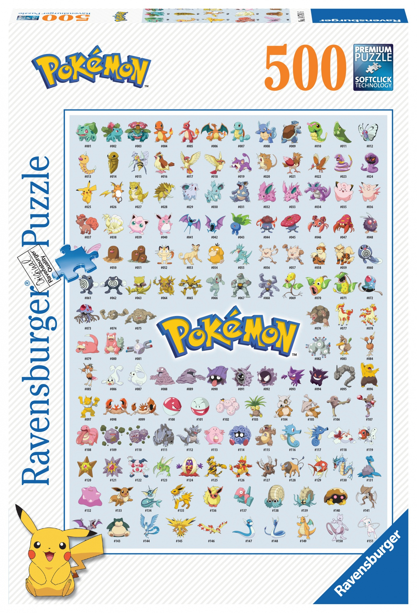 Pokemon-Puzzlebox: verschiedene Pokemon-Charaktere in einem Raster, mit Pikachu.
