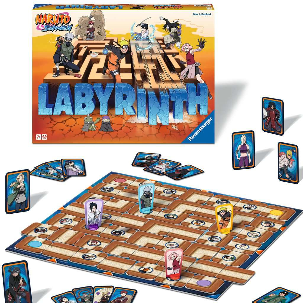 Gra planszowa Labyrinth z postaciami. Pudełko przedstawia postacie z Naruto.