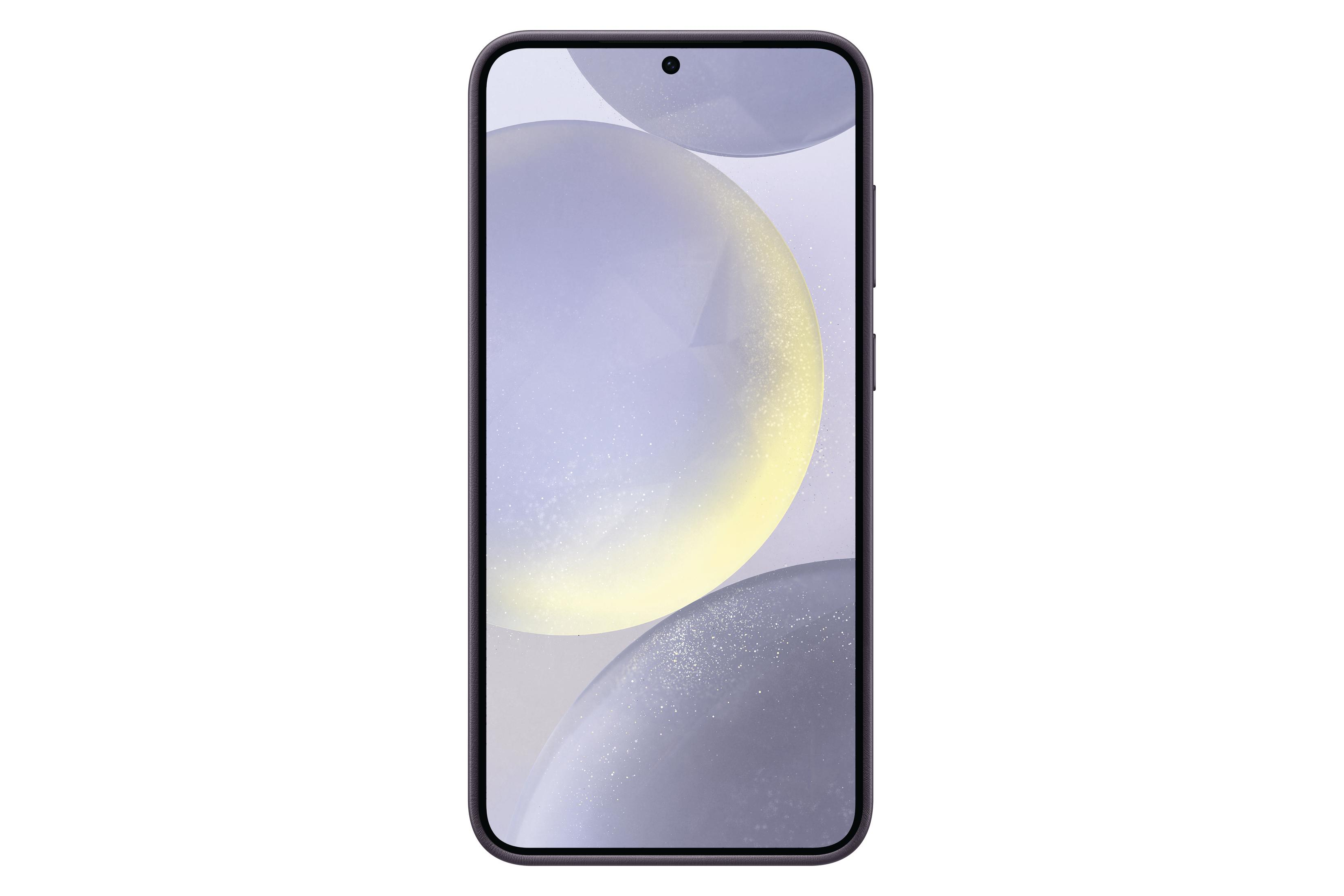 Smartphone mit buntem Hintergrund. Unschärfe Formen werden angezeigt. Weißer Hintergrund.
